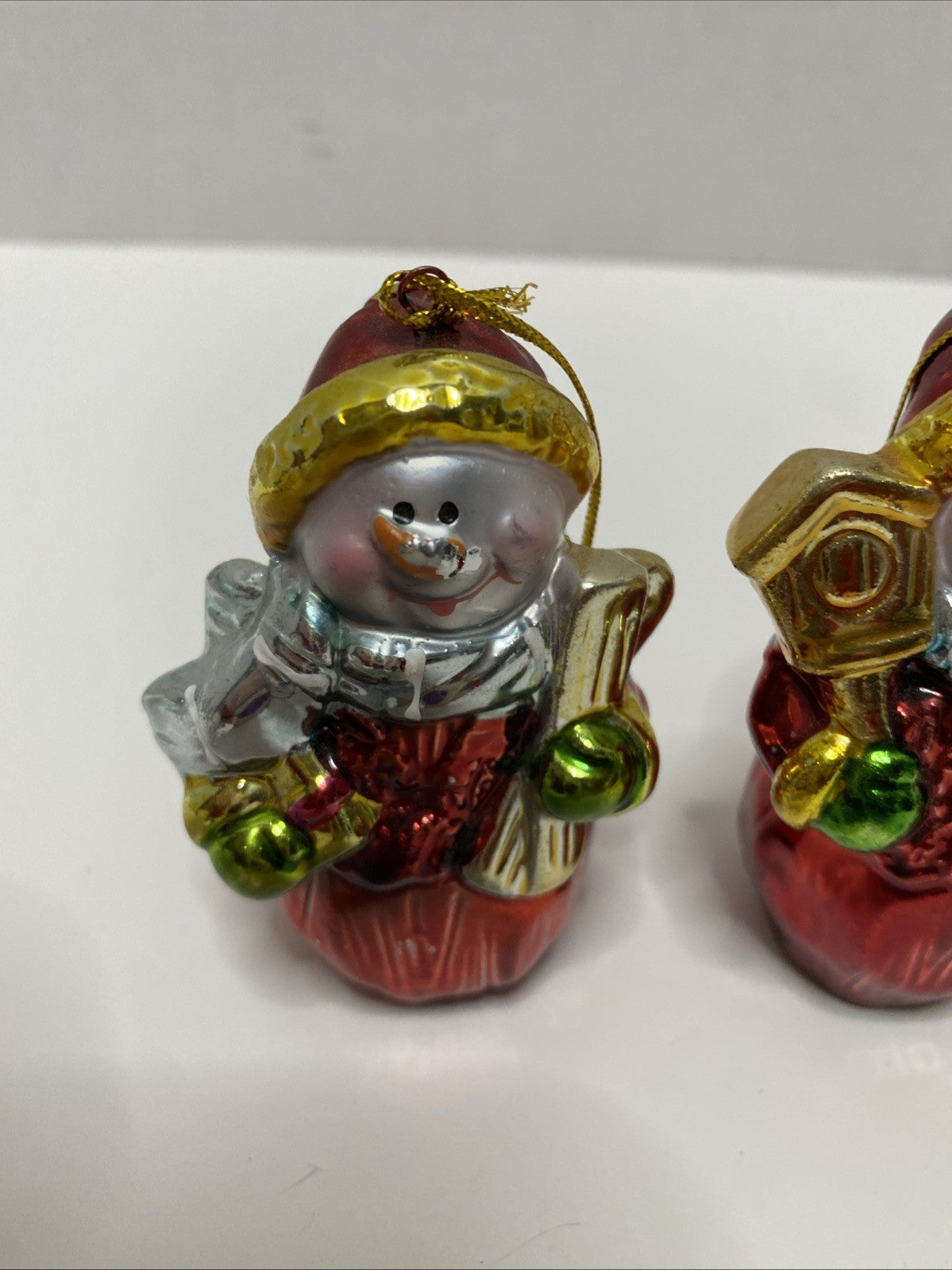 Christmas Tree Snowman Ornaments with Hangers 4 ea Small 3"