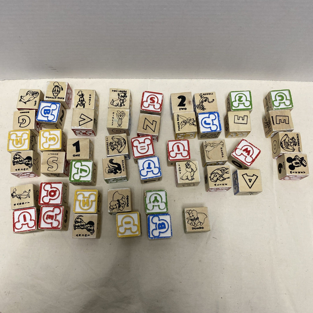 MICKEY MOUSE DISNEY 47 Pieces Wood Wooden ABC Alphabet Blocks