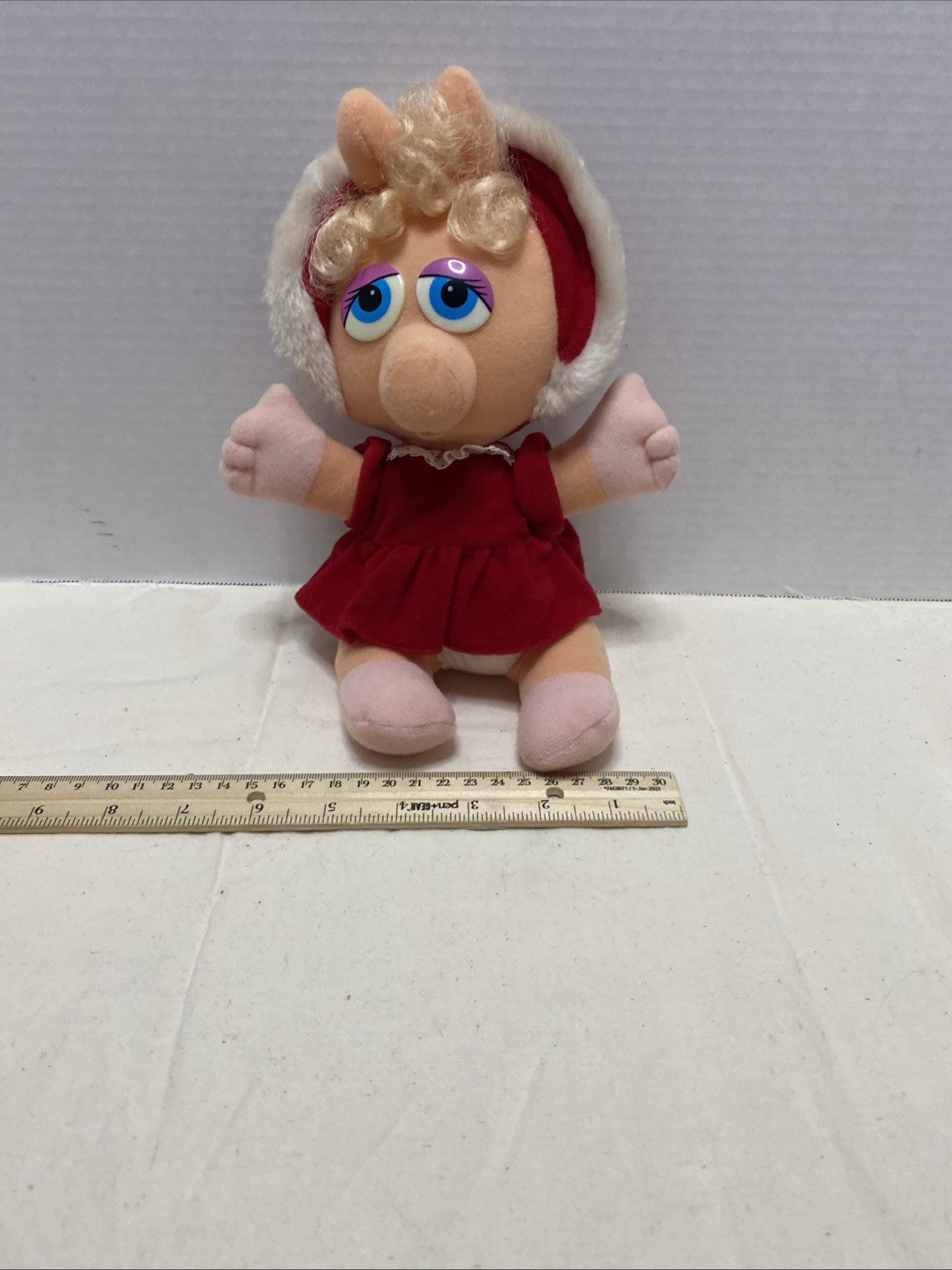 Vintage 1987 Muppet Babies Baby Miss Piggy Christmas Plush Doll Jim Henson 