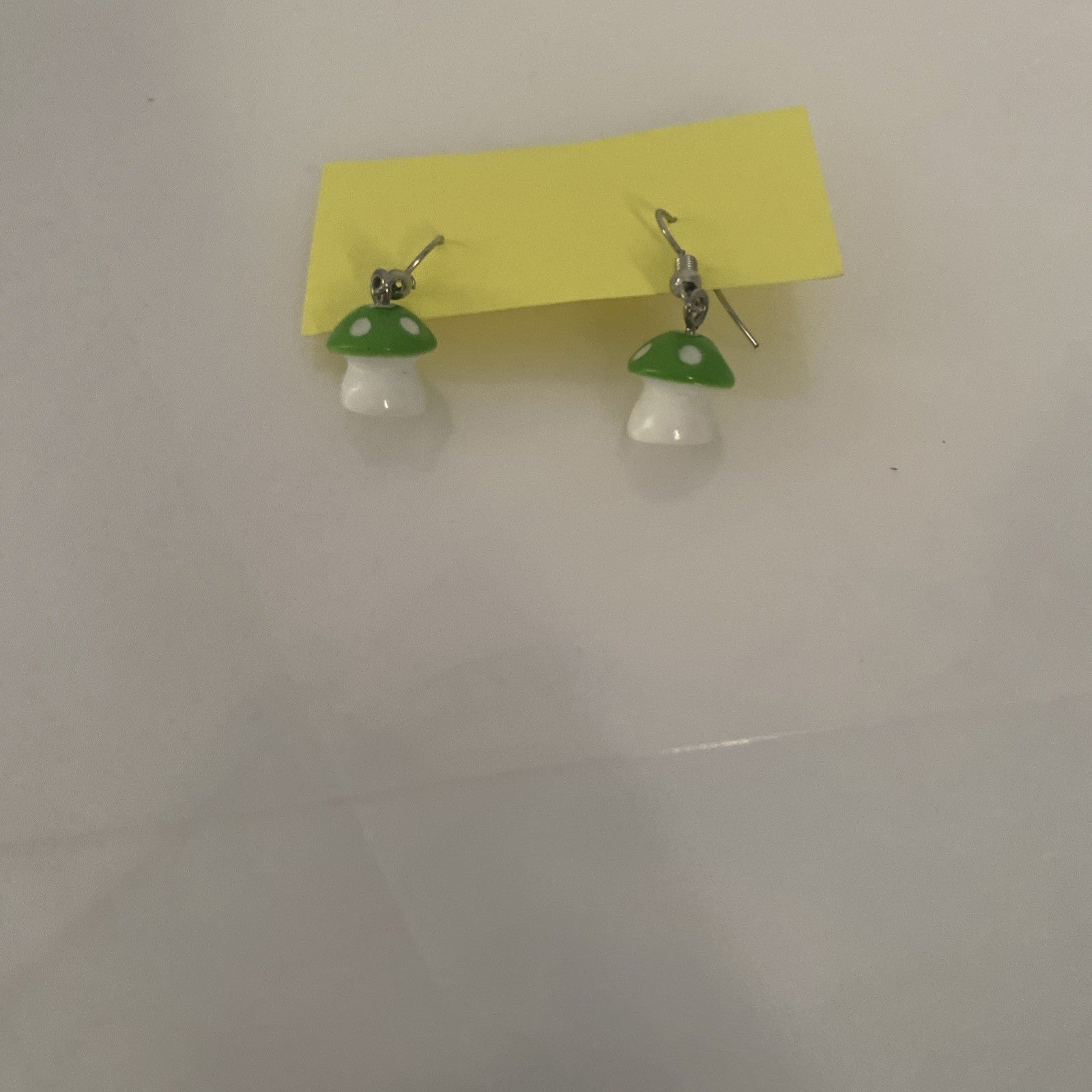 Handmade Mushroom Earrings New Nickel-free Green White Fungi