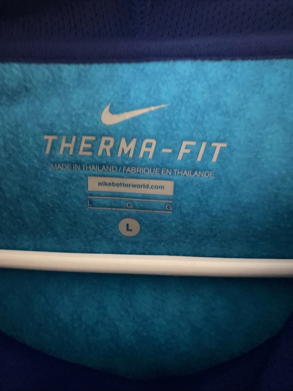 NIKE WOMEN HOODIE L NAVY & AQUA POLKA DOT Therma-Fit Fleece Sweatshirt