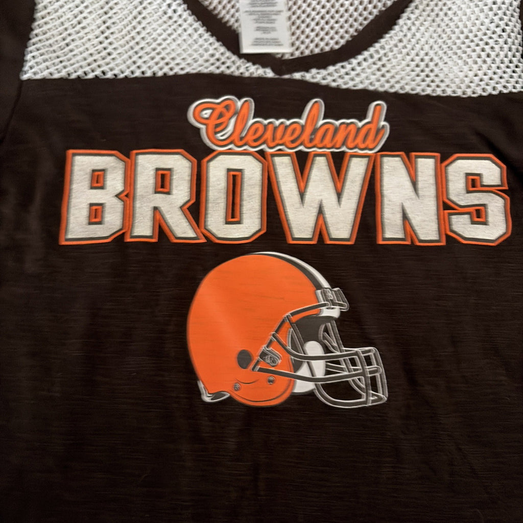 NFL Teens Apparel Medium 7/9 Cleveland Brown Mesh Shoulder Short Sleeve Shirt