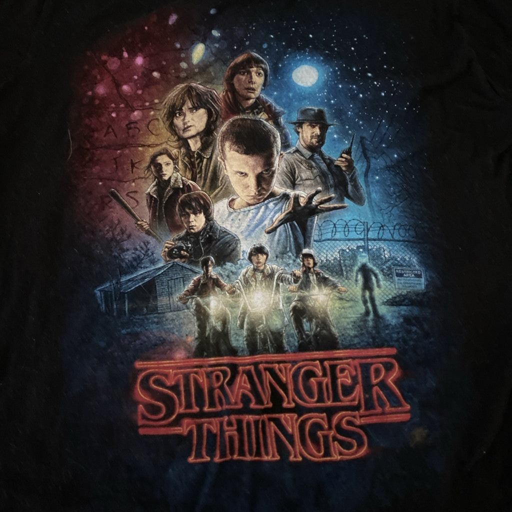 Stranger Things T-shirt S Black Red Adult Casual Netflix TV Show Tee Free Ship