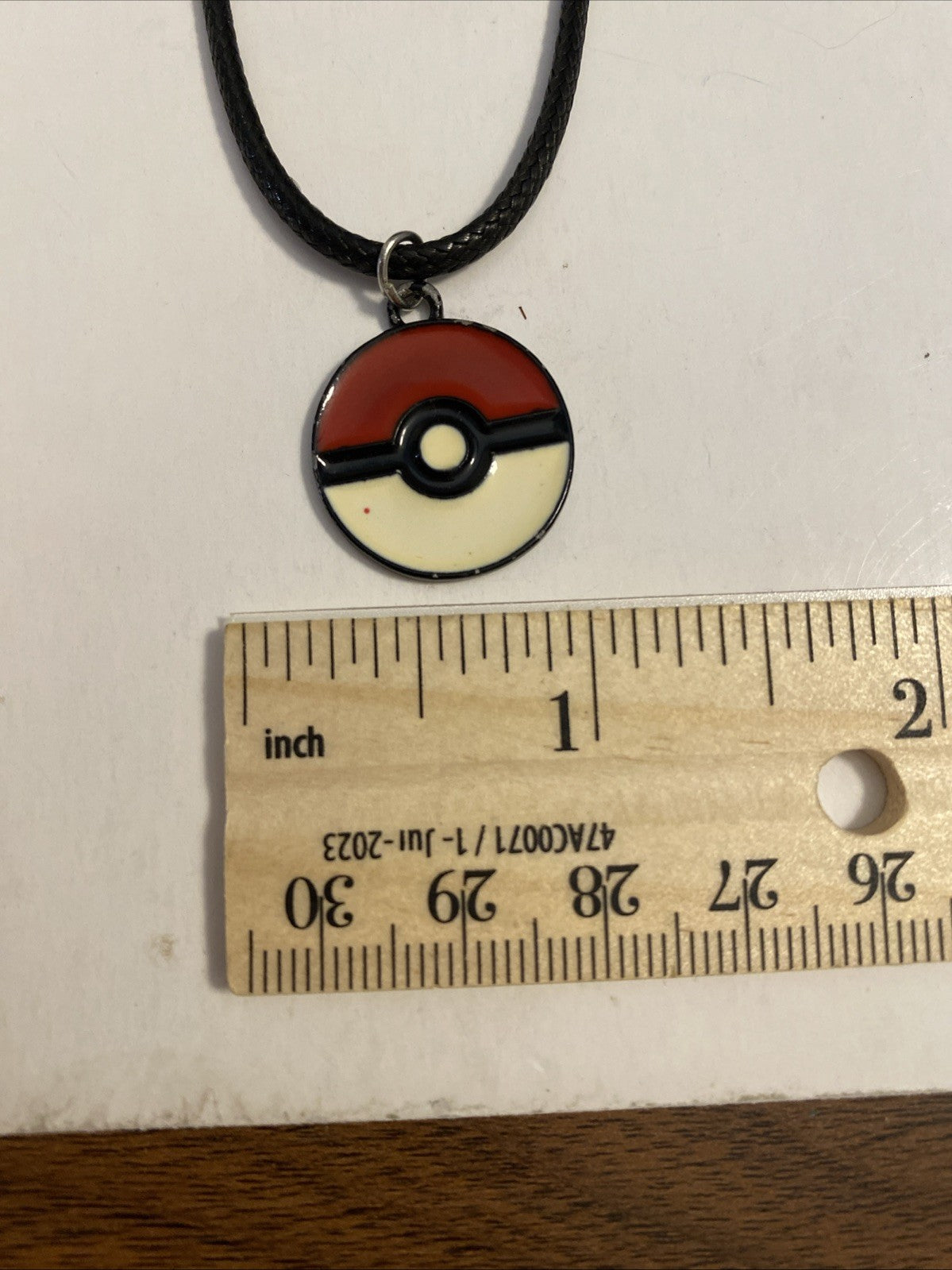 Poke ball pokemon red/ Cream charm necklace videogame jewelry Faux Leather Chain