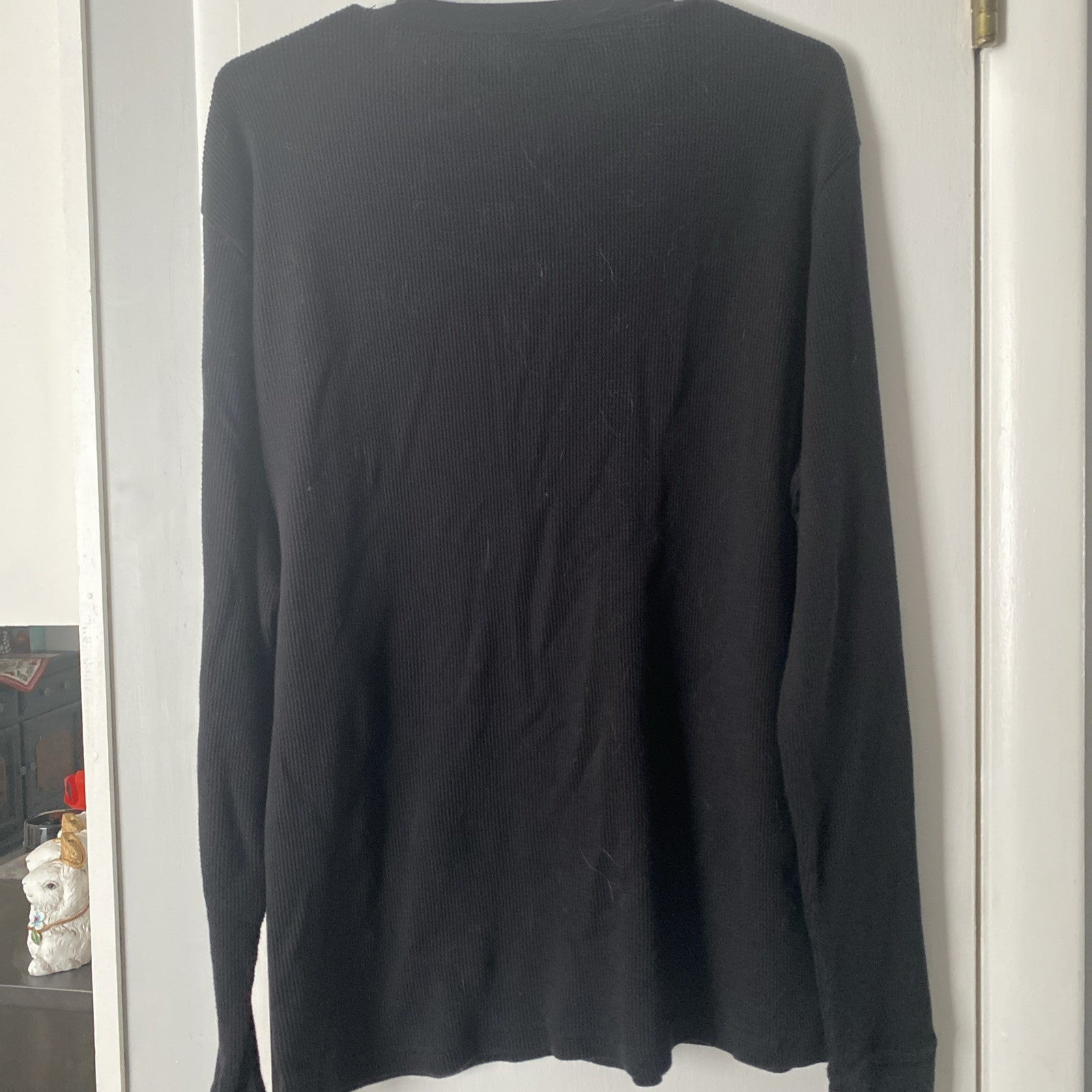 Old Navy Shirt Mens XL Black Long Sleeve Knit Thermal Casual Outdoor Hike F-004