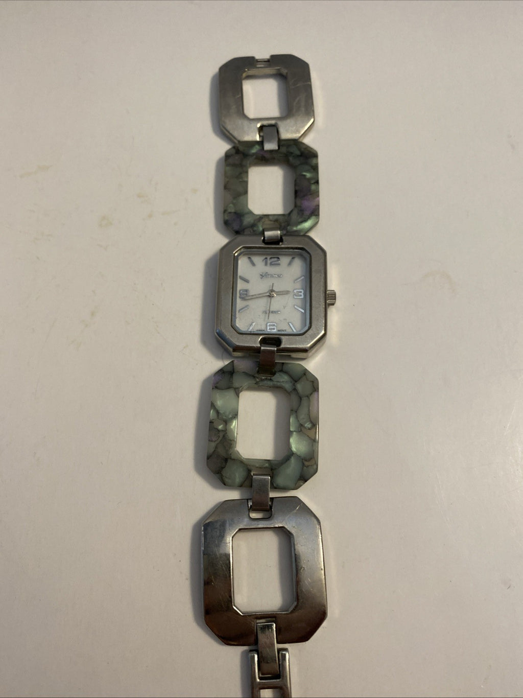 Geneva Platinum Watch Women 28mm Silver Tone Tortoise Band New Battery 7.75"