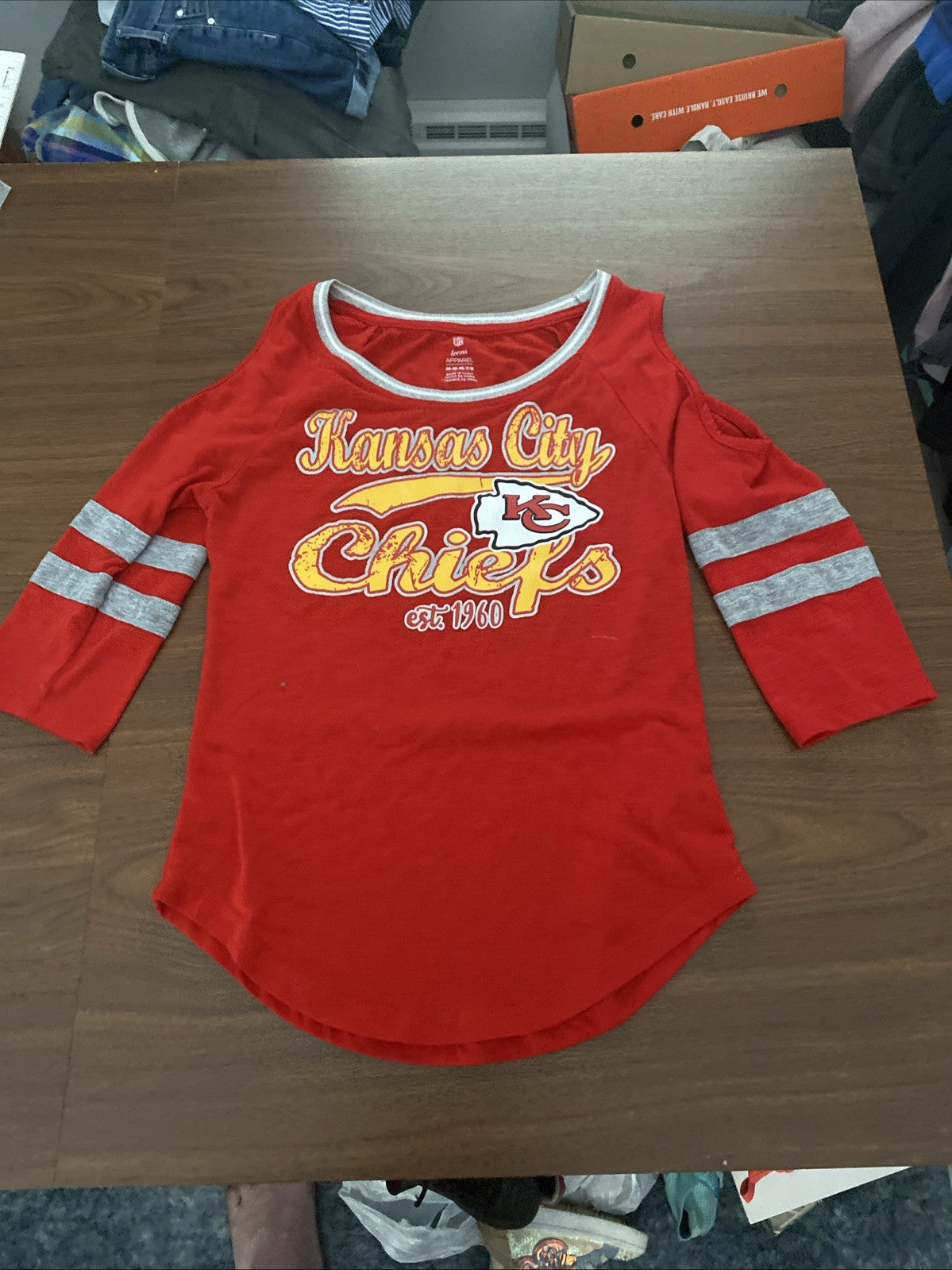 NFL Kansas City Chiefs Juniors Teens  3/4 Sleeve T-Shirt Medium 7/9