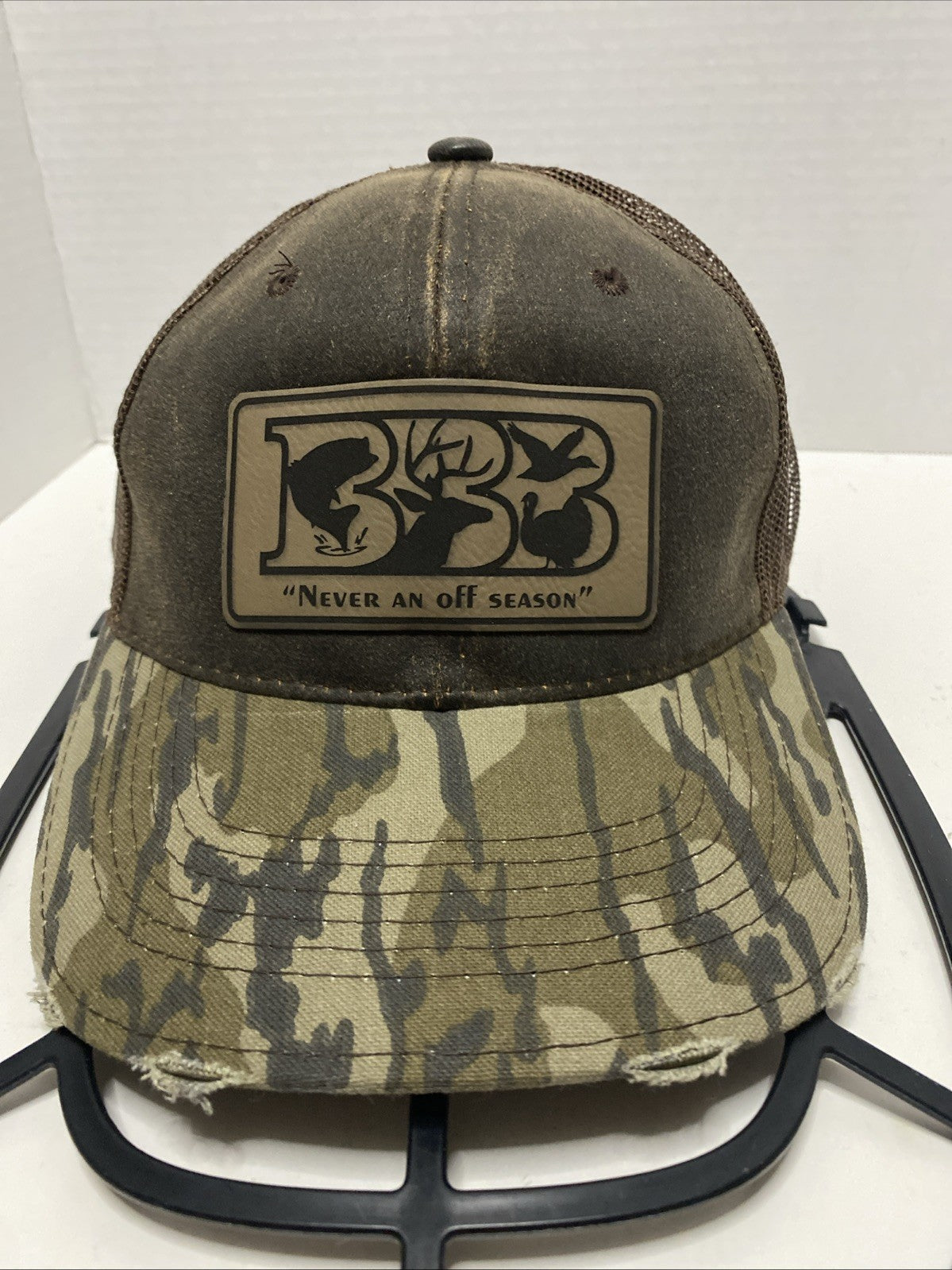 BBB  Leather Patch Logo W Cameo  Hat Cap Snapback Mesh Back Adjustable