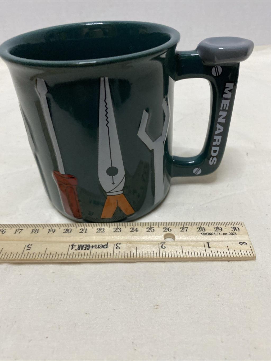 Green Menards Coffee Mug 3D Tools Wrench Pliers Handyman 4”  Cup