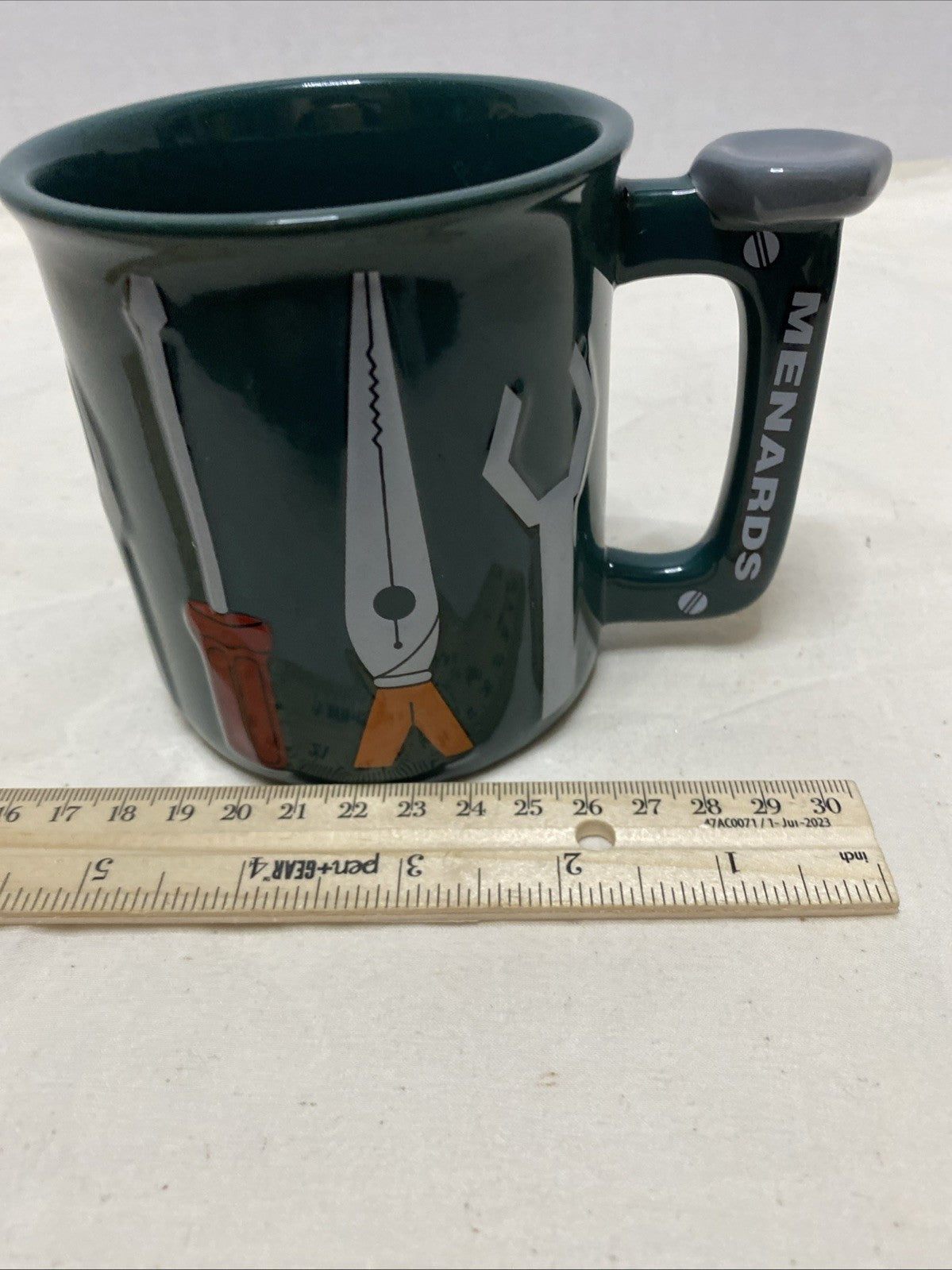 Green Menards Coffee Mug 3D Tools Wrench Pliers Handyman 4”  Cup