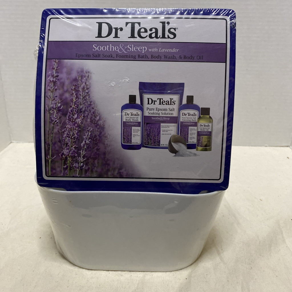 Dr Teal Lavendar Bath Set. Body Wash, Foam Bath,Body Oil & Epsom Salt