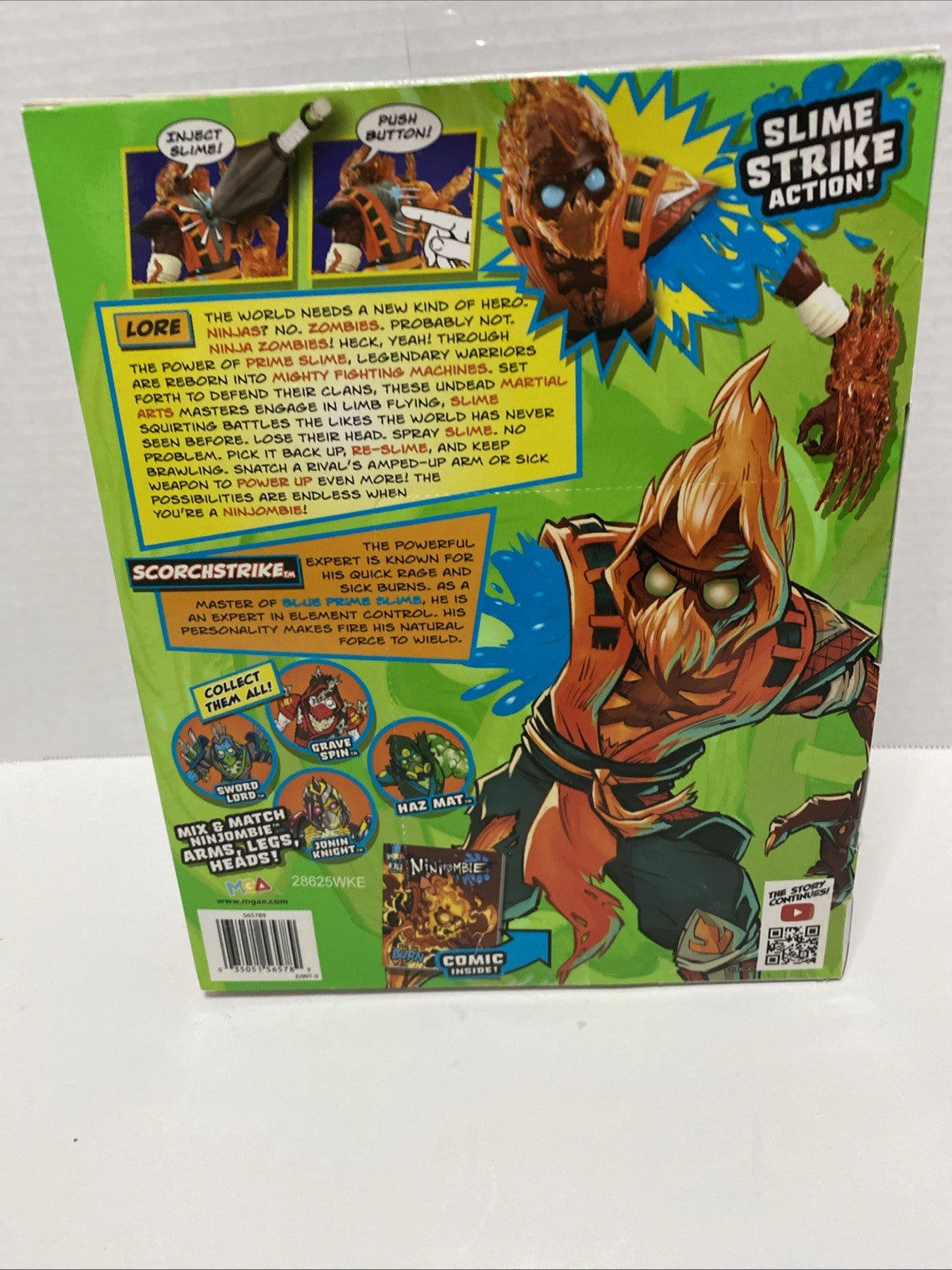 Ninjombie Scorchstrike Action Figure w/Slim & Comic Book #3 New