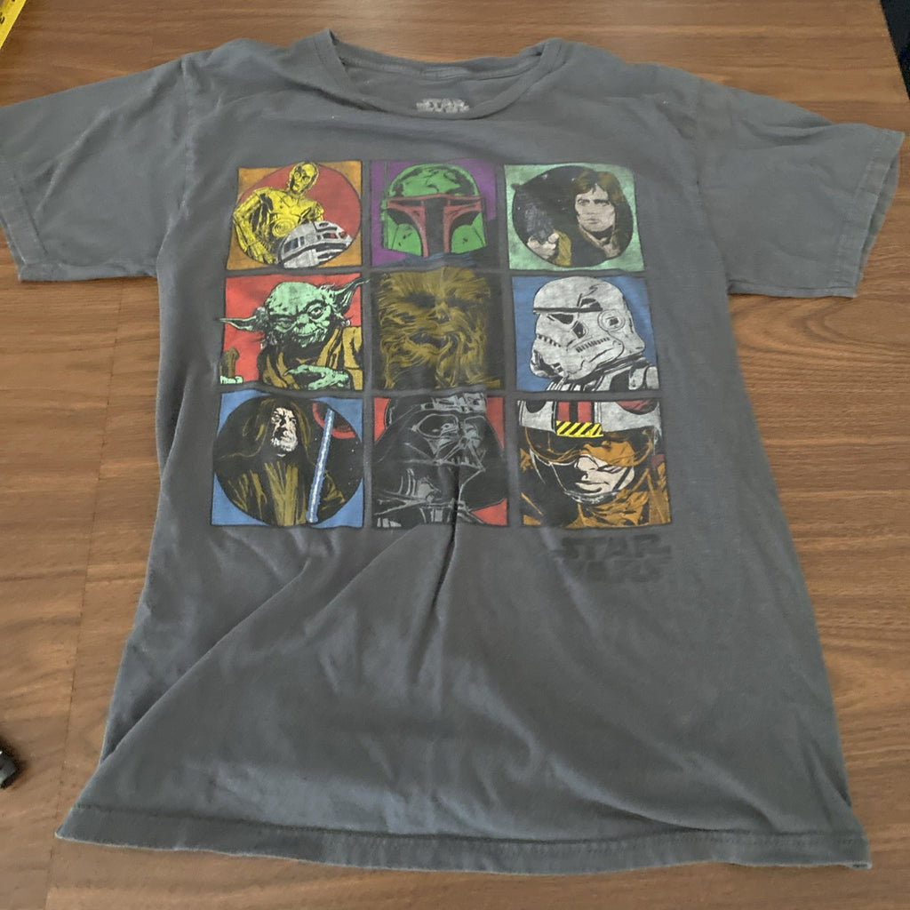 Vintage Star Wars Official Lucas Film 9 Characters Grid T-Shirt Mens Size Small