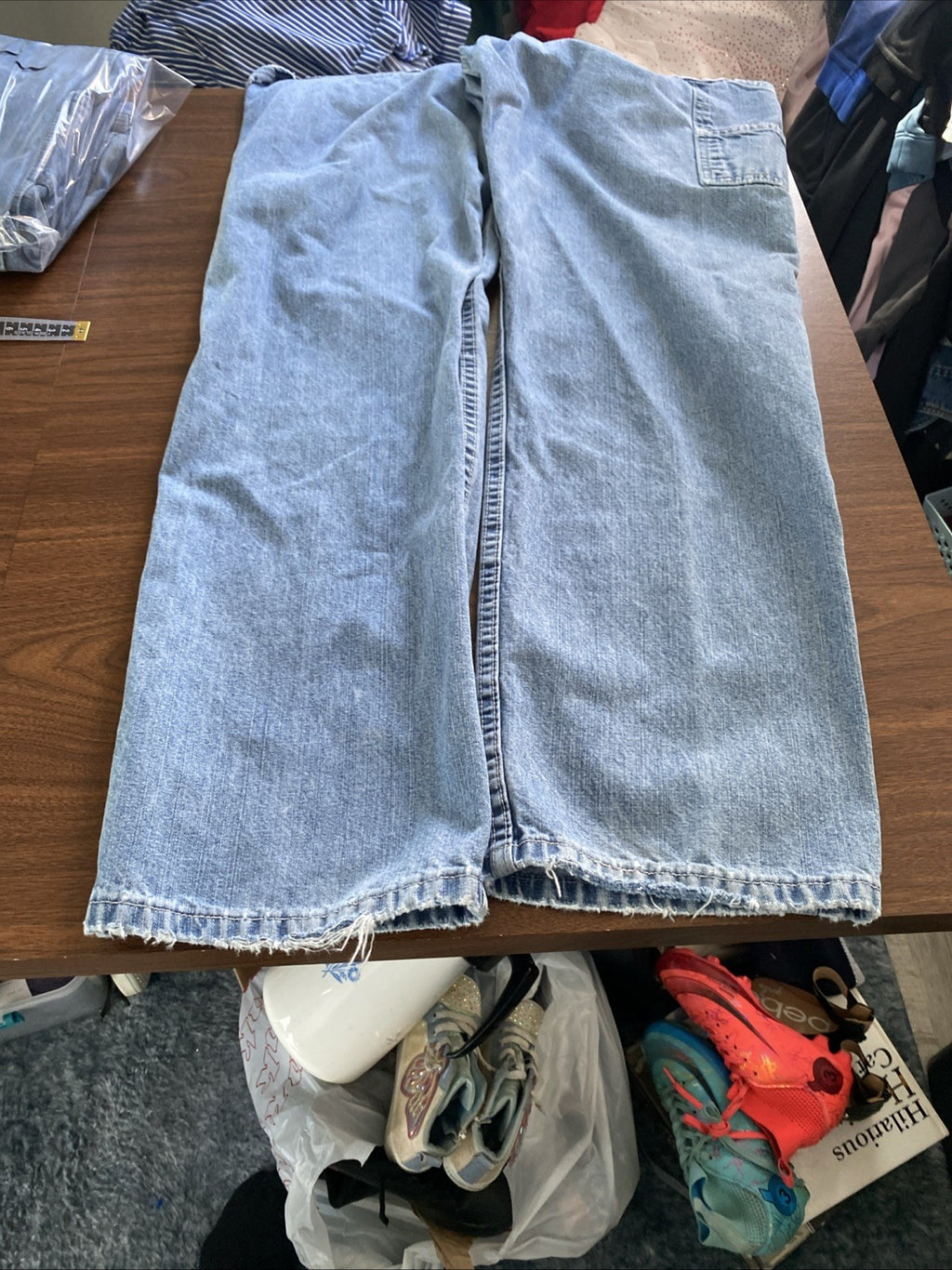 Lee Dungarees Carpenter Jeans Mens 33x32 Blue Denim Workwear Utility Distressed