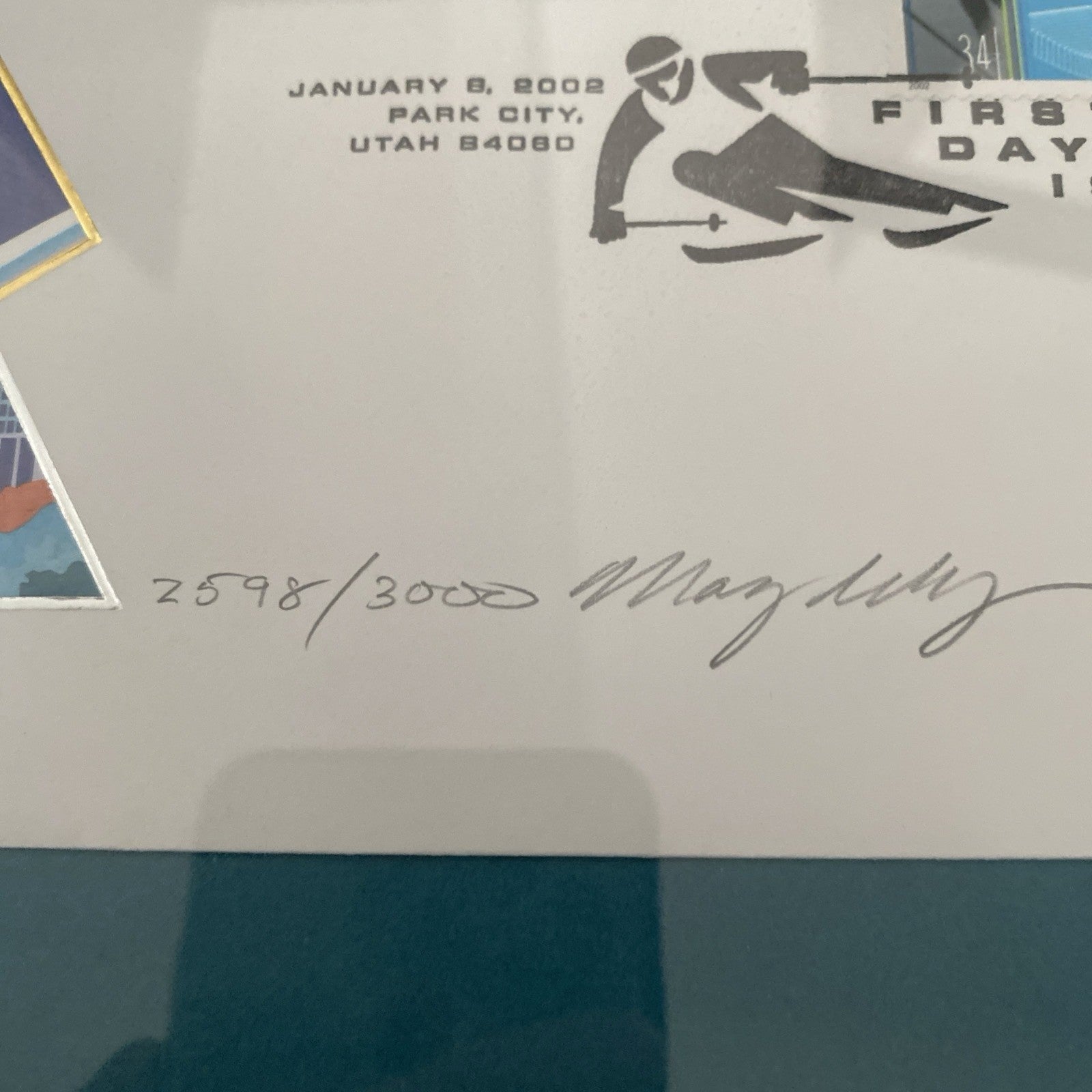 Olympic Games 2002 Utah USPS Signed Artwork 34 Cent Stamps Picture #/3000