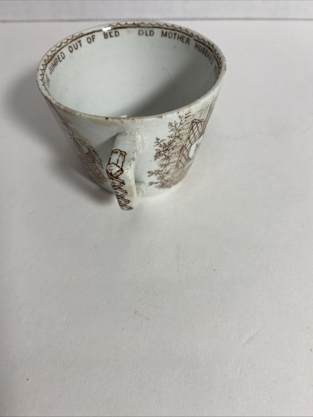Staffordshire Whitaker And Co Transferware Nursery Rhyme Cup Old Mother Hubbard