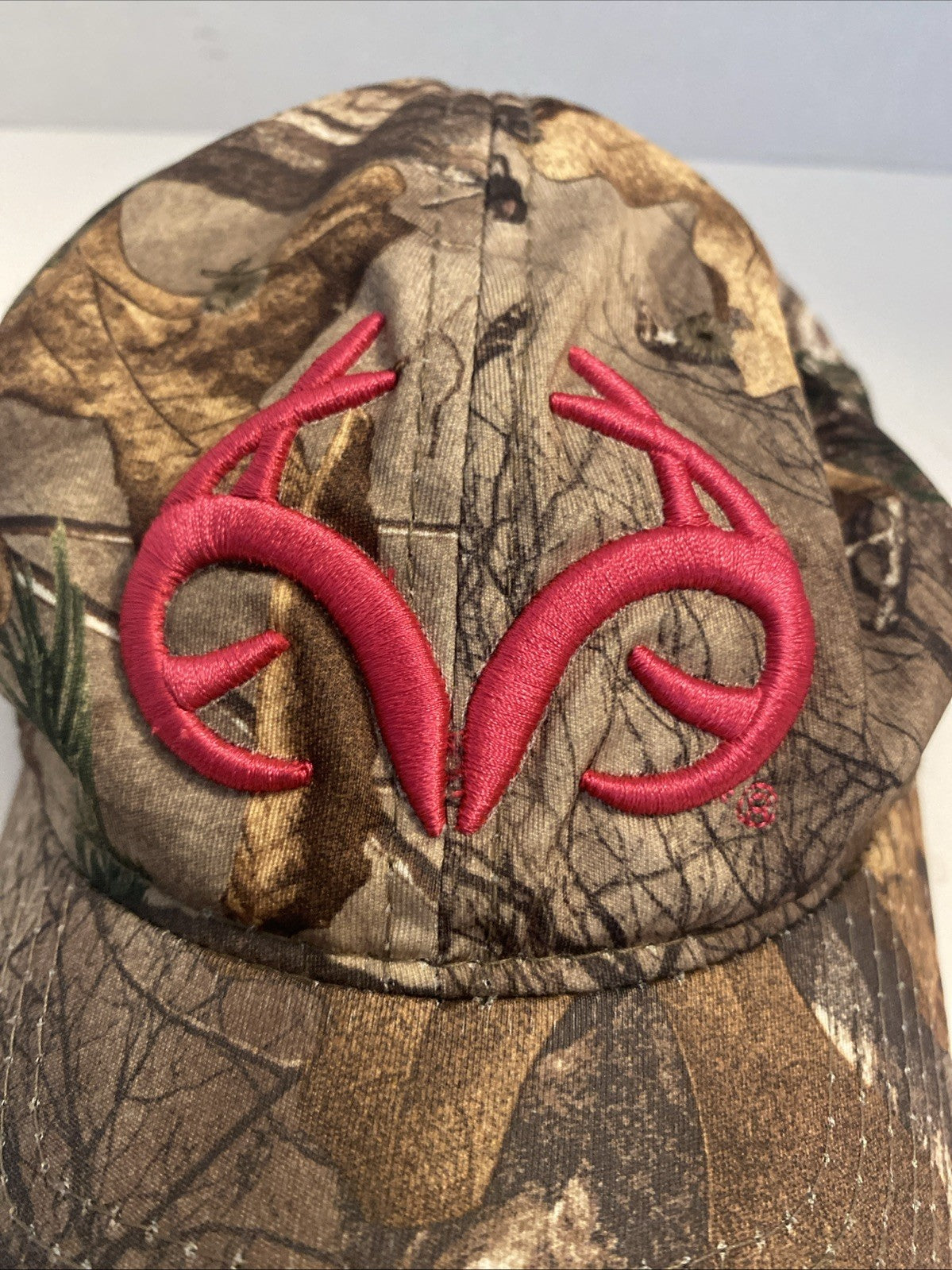 Real tree camouflage hat embroidered pink antlers one size fits the most ball ca