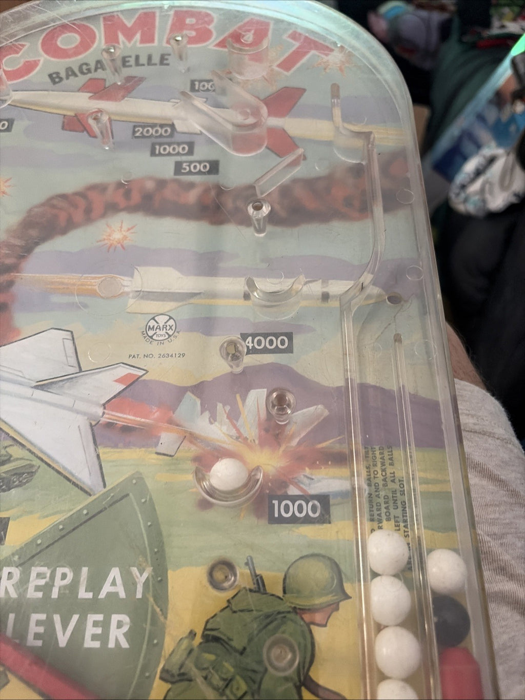 Vintage 1950s Marx Toys "COMBAT”  Table Top Pinball Game