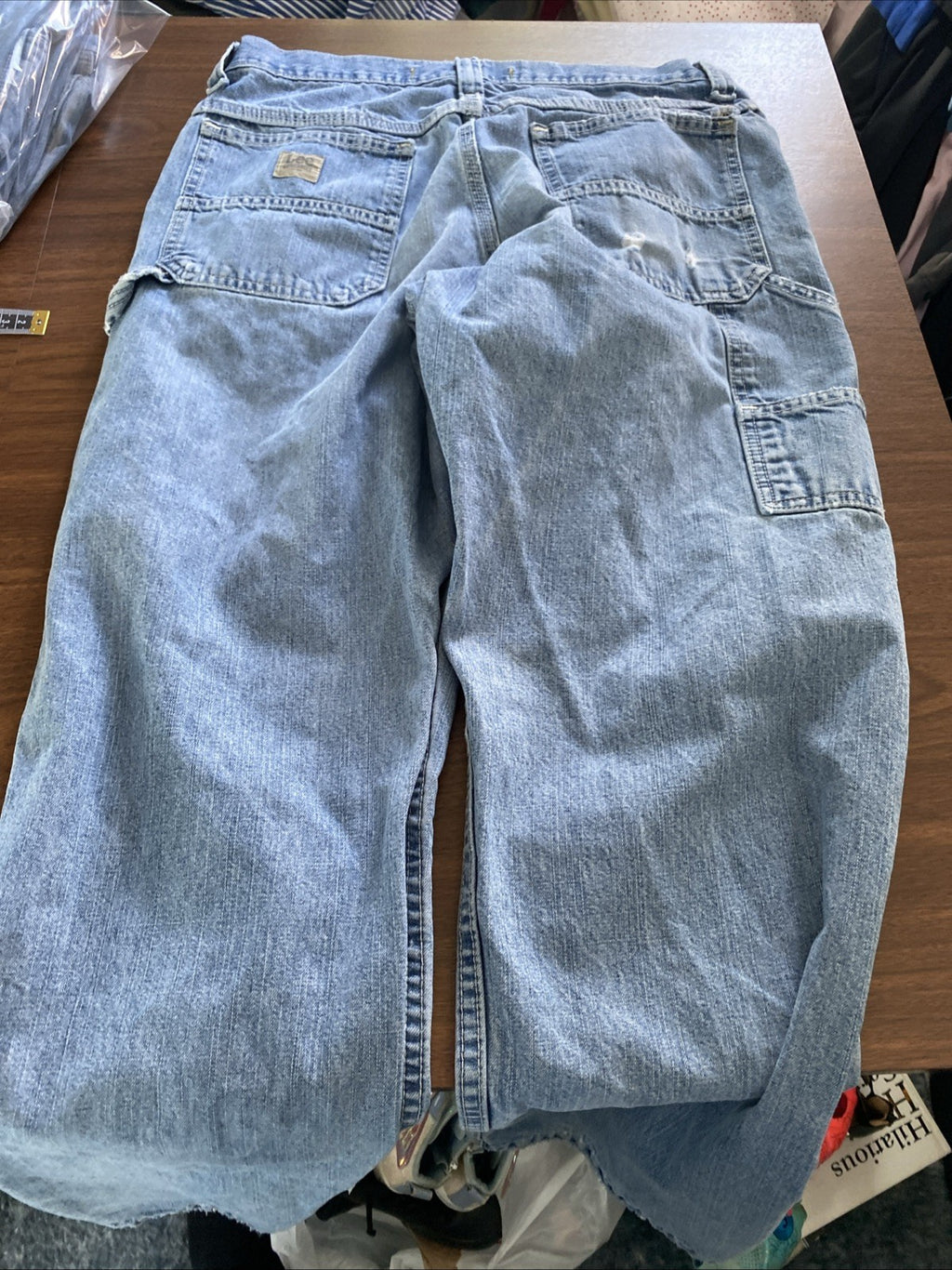 Lee Dungarees Carpenter Jeans Mens 33x32 Blue Denim Workwear Utility Distressed