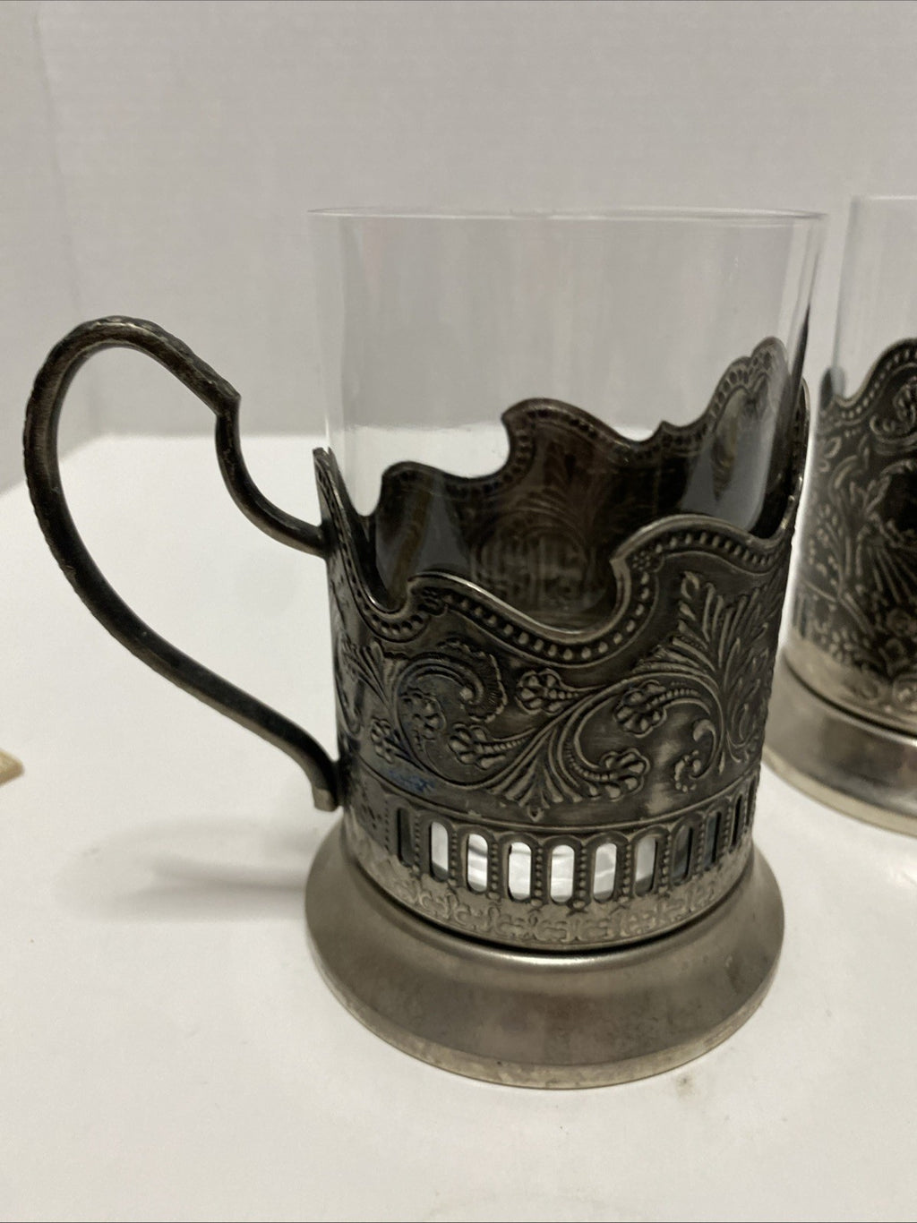 Tea Glass with Metal Holder, Fancy Filigree, Podstakannik, Hunt for Red October