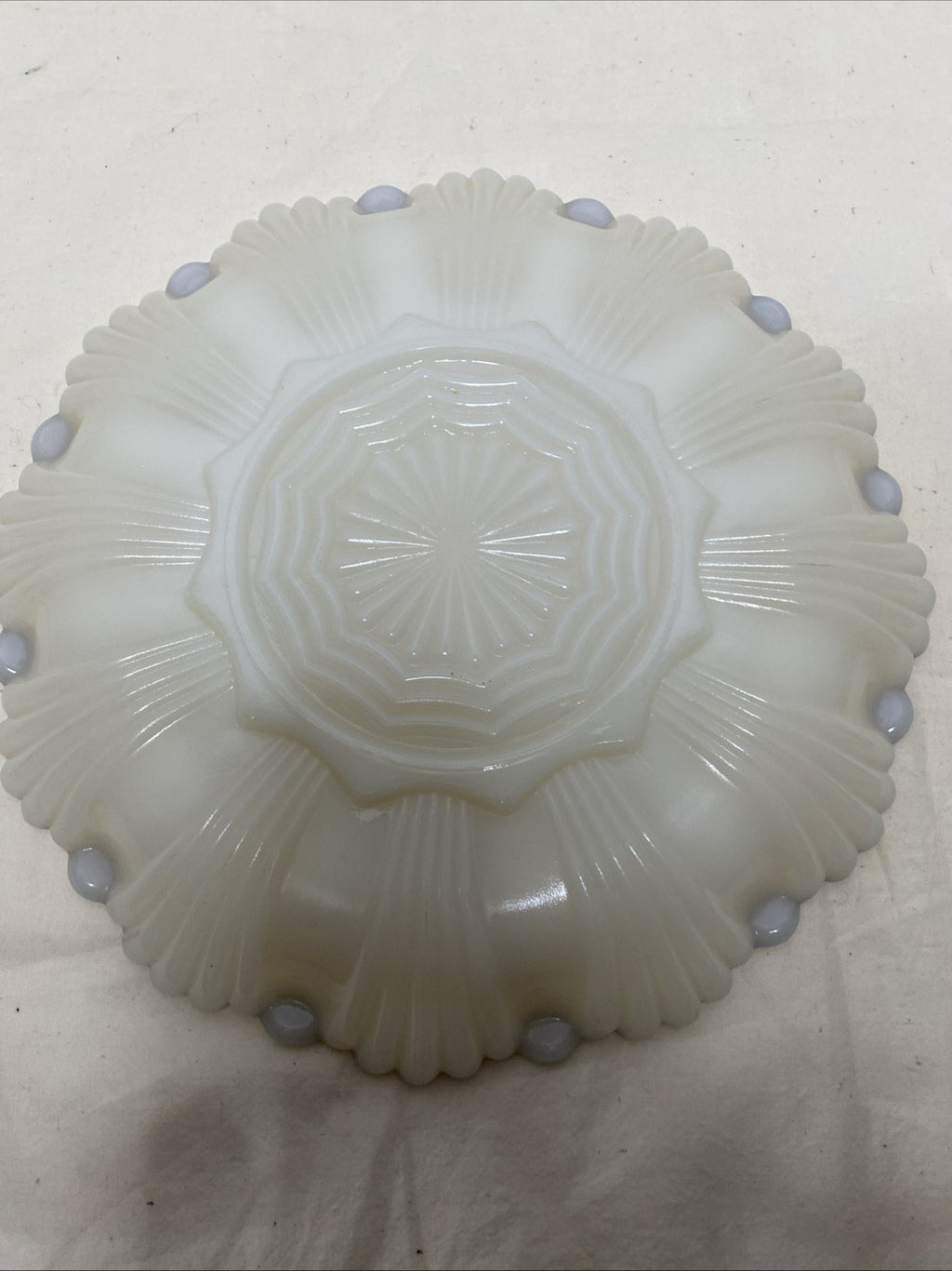 Vintage Anchor Hocking Milk Glass Deviled Egg Plate Serving Tray 10” Platter