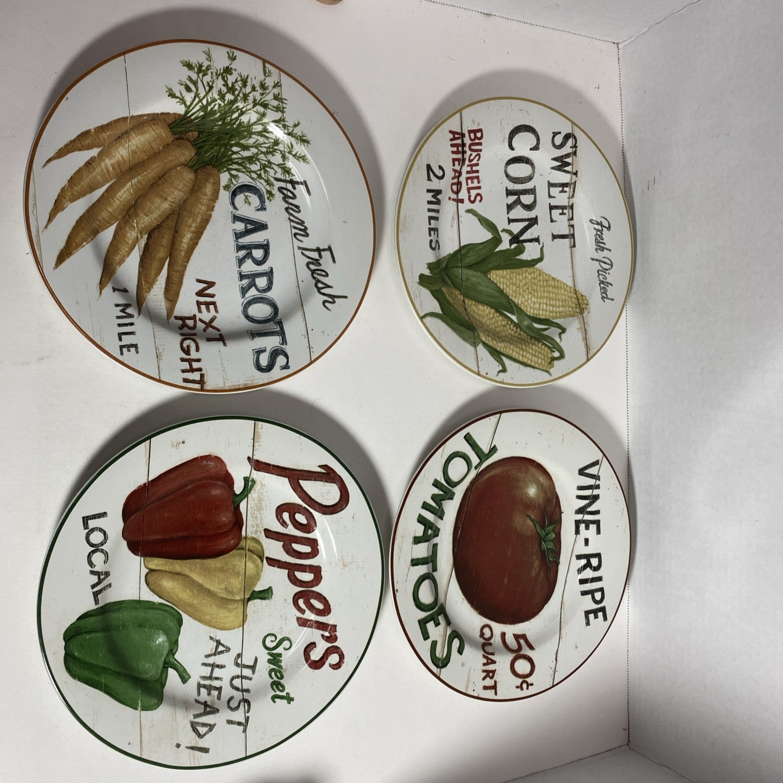 The Sakura Table Farmstand Vegetables Set of 4 Salad Plates Farmhouse 8.25"