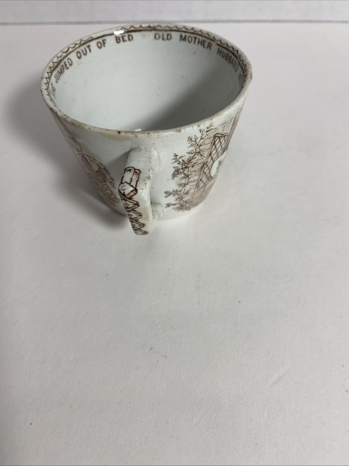 Staffordshire Whitaker And Co Transferware Nursery Rhyme Cup Old Mother Hubbard