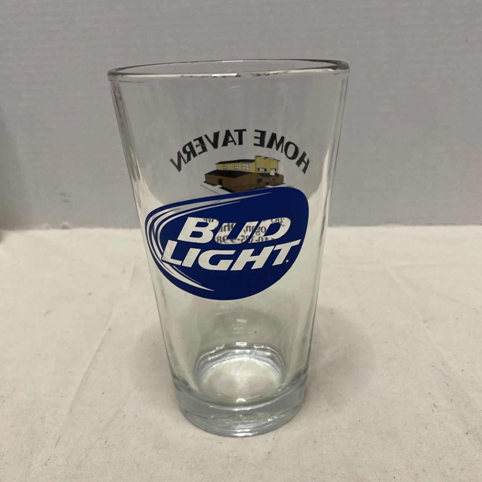 BUD LIGHT  BEER GLASS, HEAVY GLASS 6" TALL, 14 OZS
