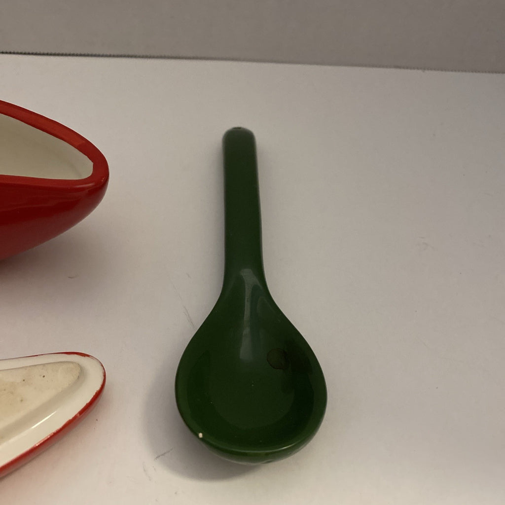 3-Piece Ceramic Red Chili Salsa Bowl  With Lid And Spoon