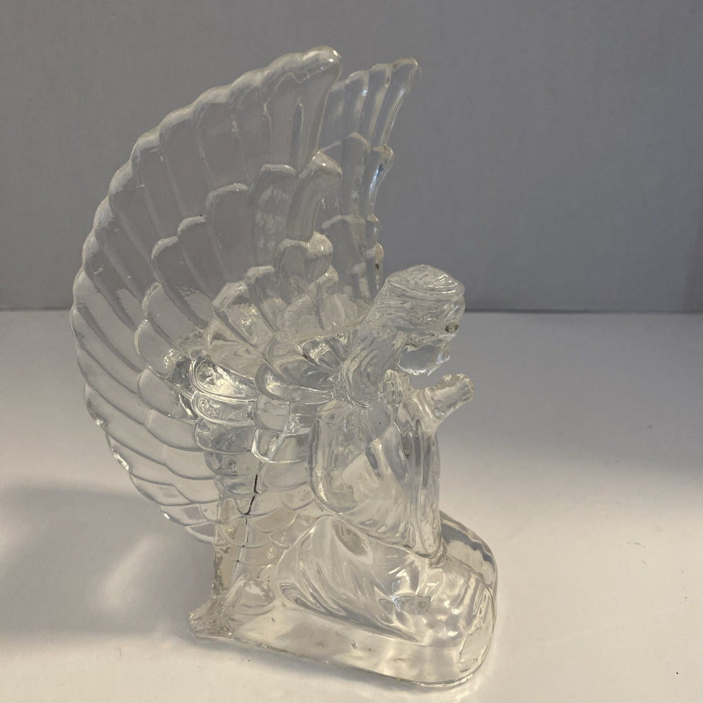 Praying Angel Votive Candleholder Clear Heavy Christmas Home Decorative Shelf