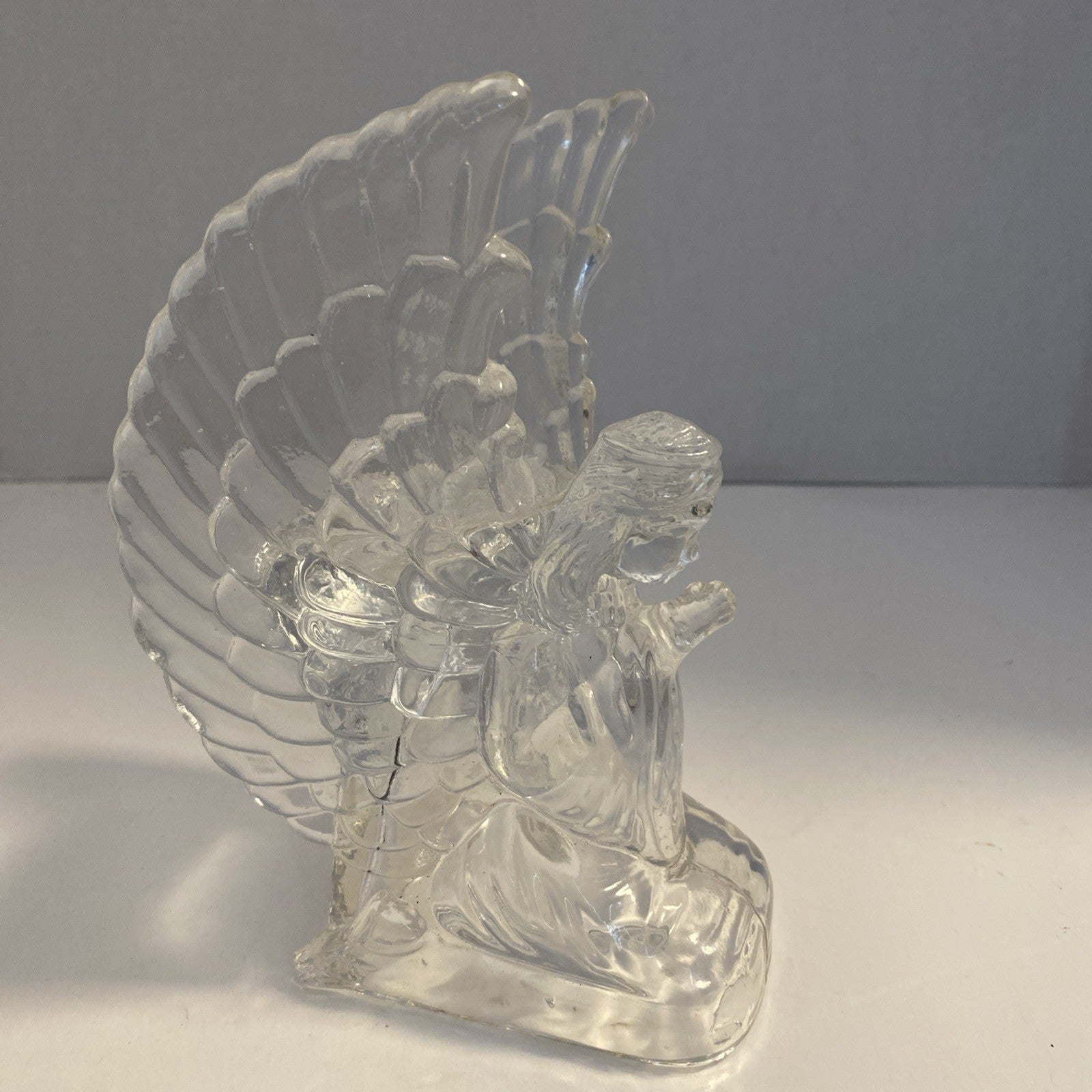 Praying Angel Votive Candleholder Clear Heavy Christmas Home Decorative Shelf