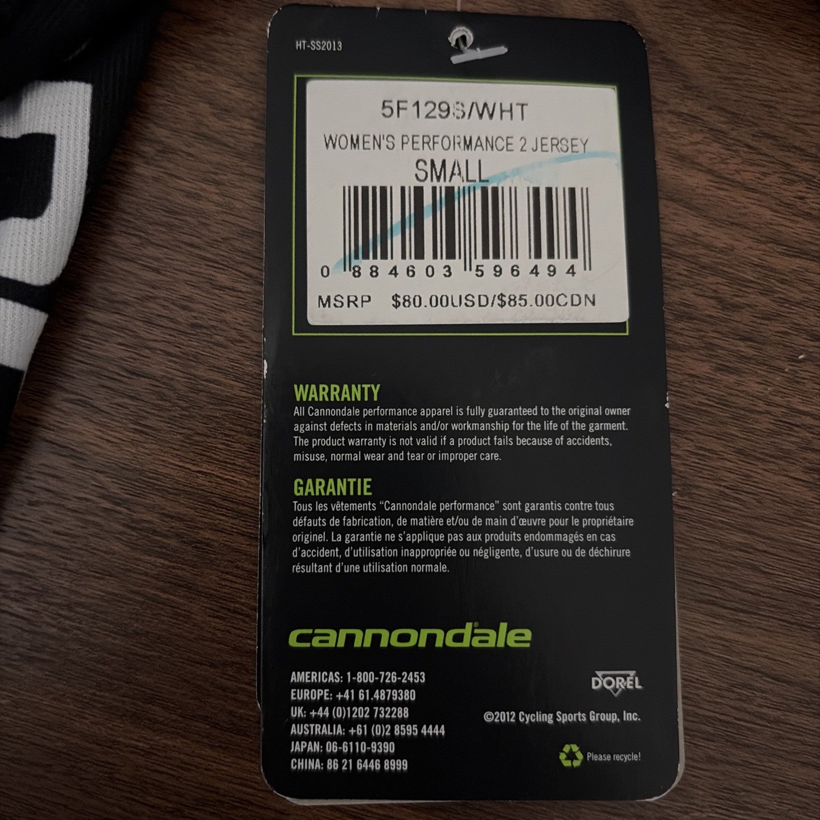 Cannondale Women's Performance 2 Jersey - Blavk/gray/white Small NWT