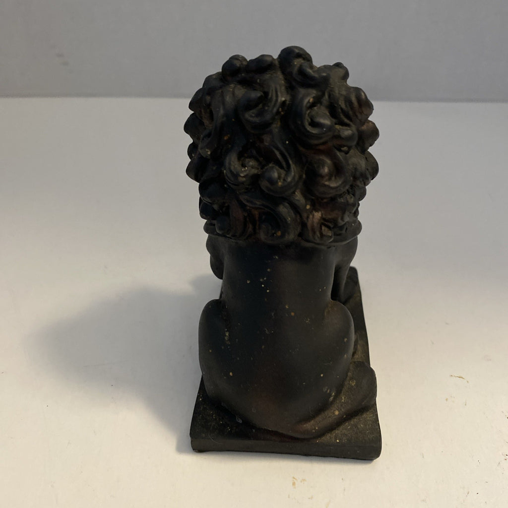 Chinese Foo Fu Dog Black Resin Figurine Vintage Feng Shui Protection 4.5"