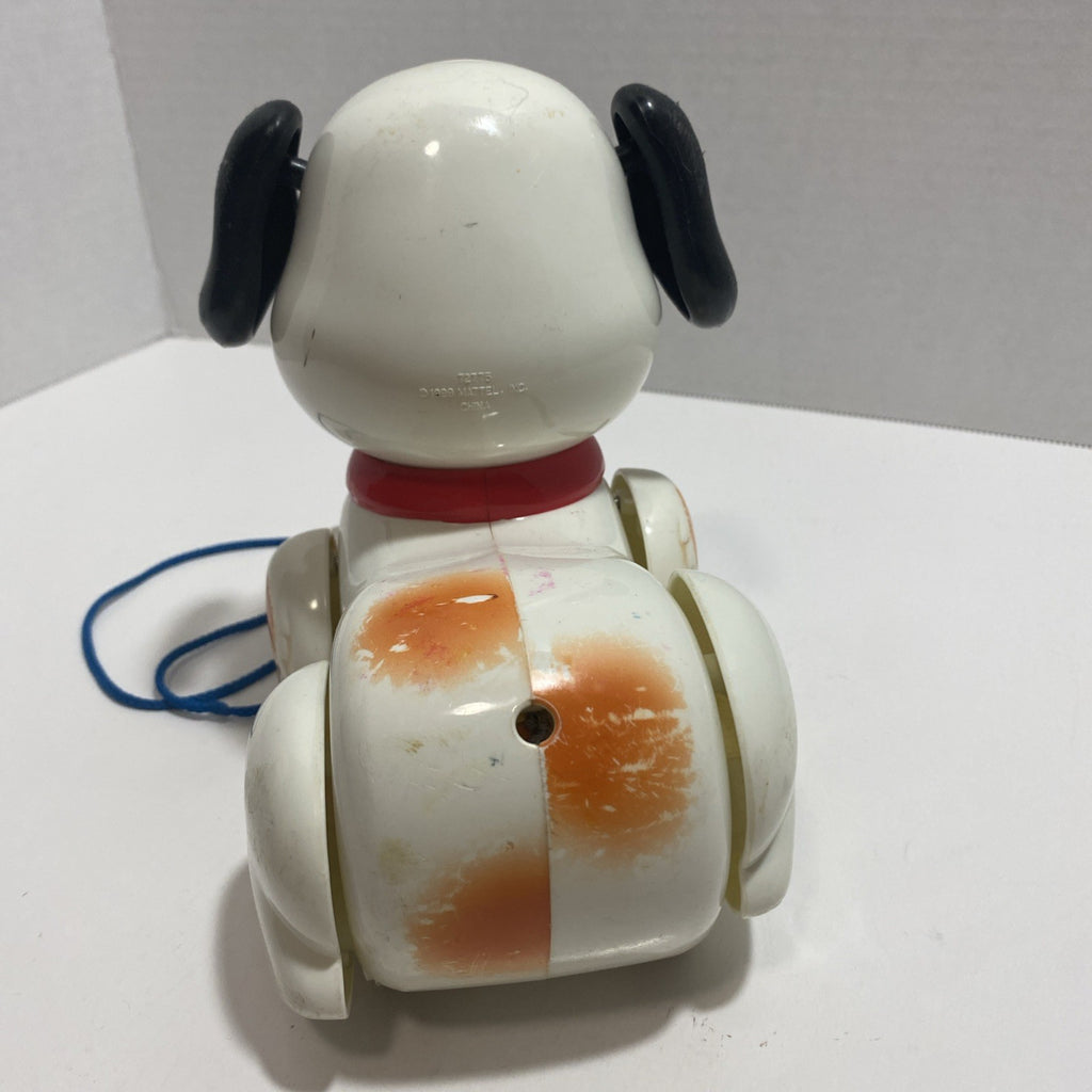 Fisher Price Lil Snoopy 1999 Pull Along Toy Puppy Dog Squeaker Bark Brown White