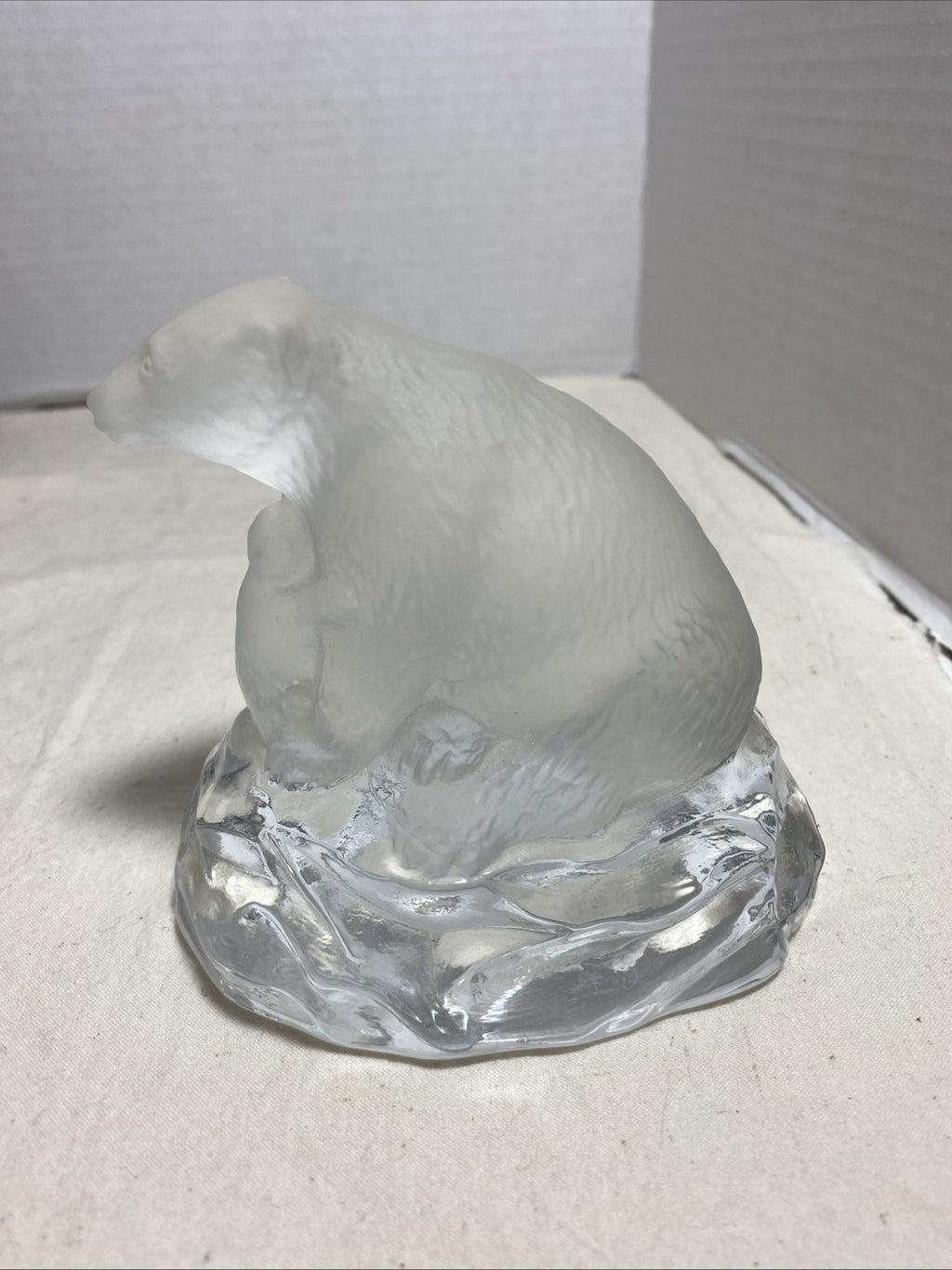 SEA Glasbruk Kosta Glass Polar Bear Figurine Vintage 1970s Made in Sweden