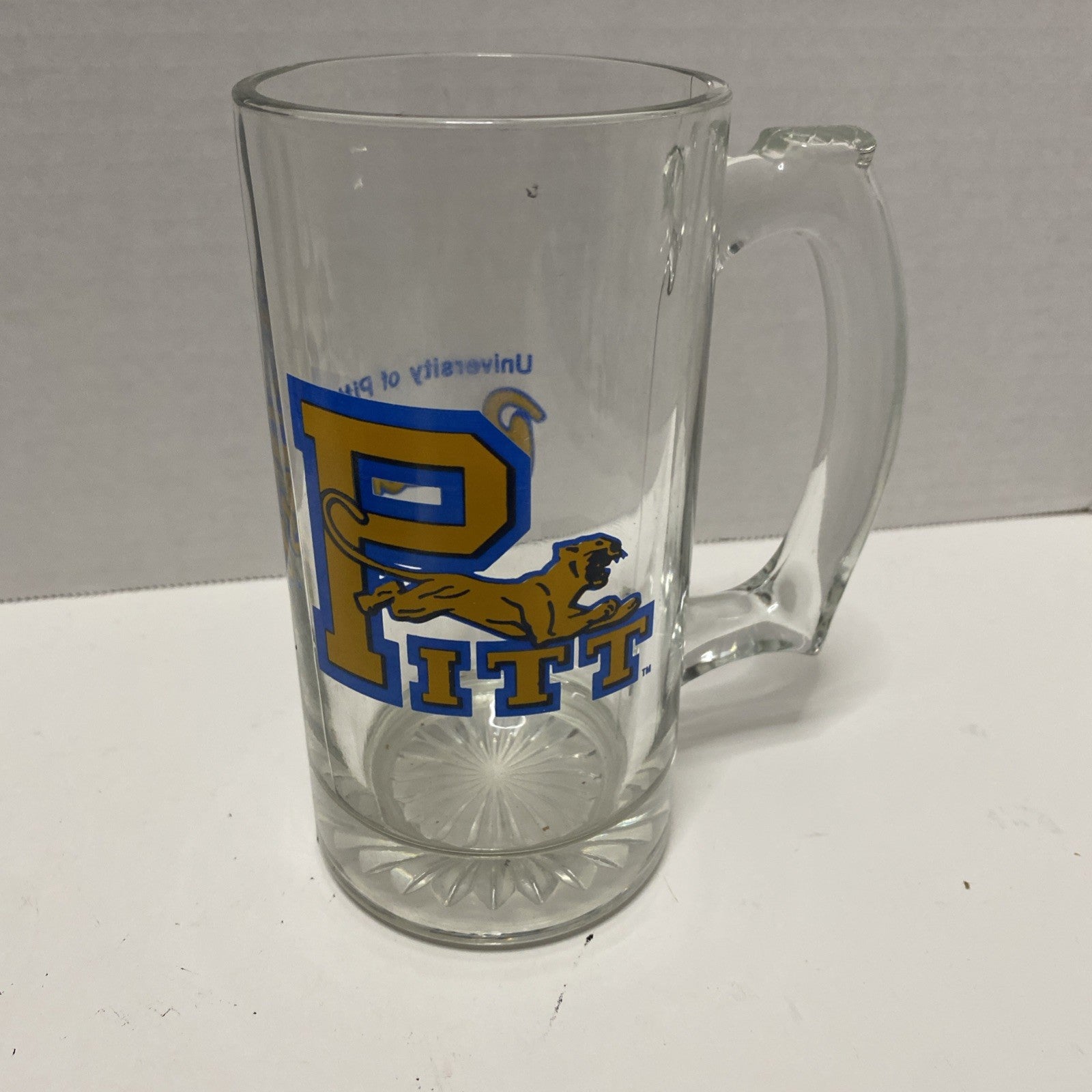 University Of Pittsburgh PITT Panthers Mascot Glass Beer Mug Stein w Handle