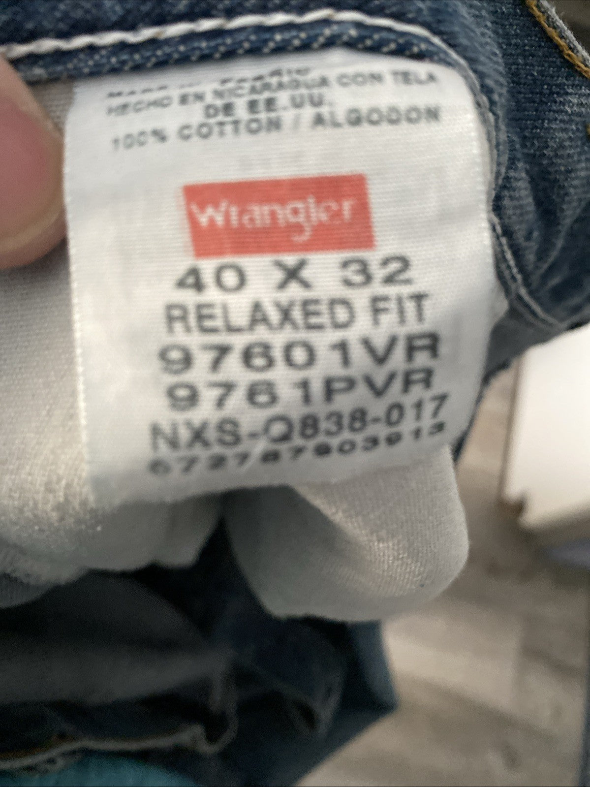 Wrangler Jeans Men's 40x32 Relaxed Fit Straight Leg Blue Pre-Owned 97601V