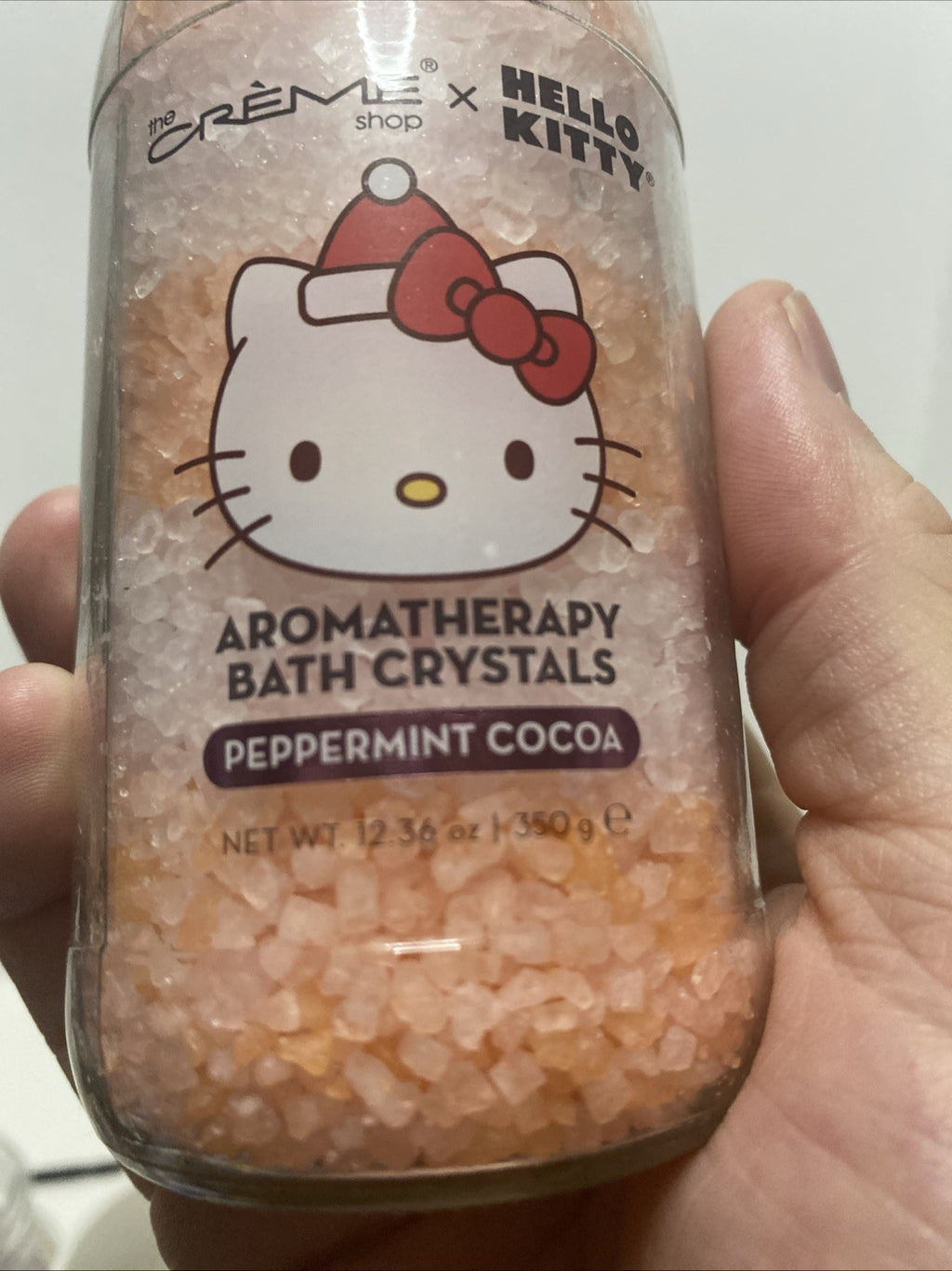 The crème Shop Hello Kitty aromatherapy bath crystals peppermint cocoa 12.36 Oz