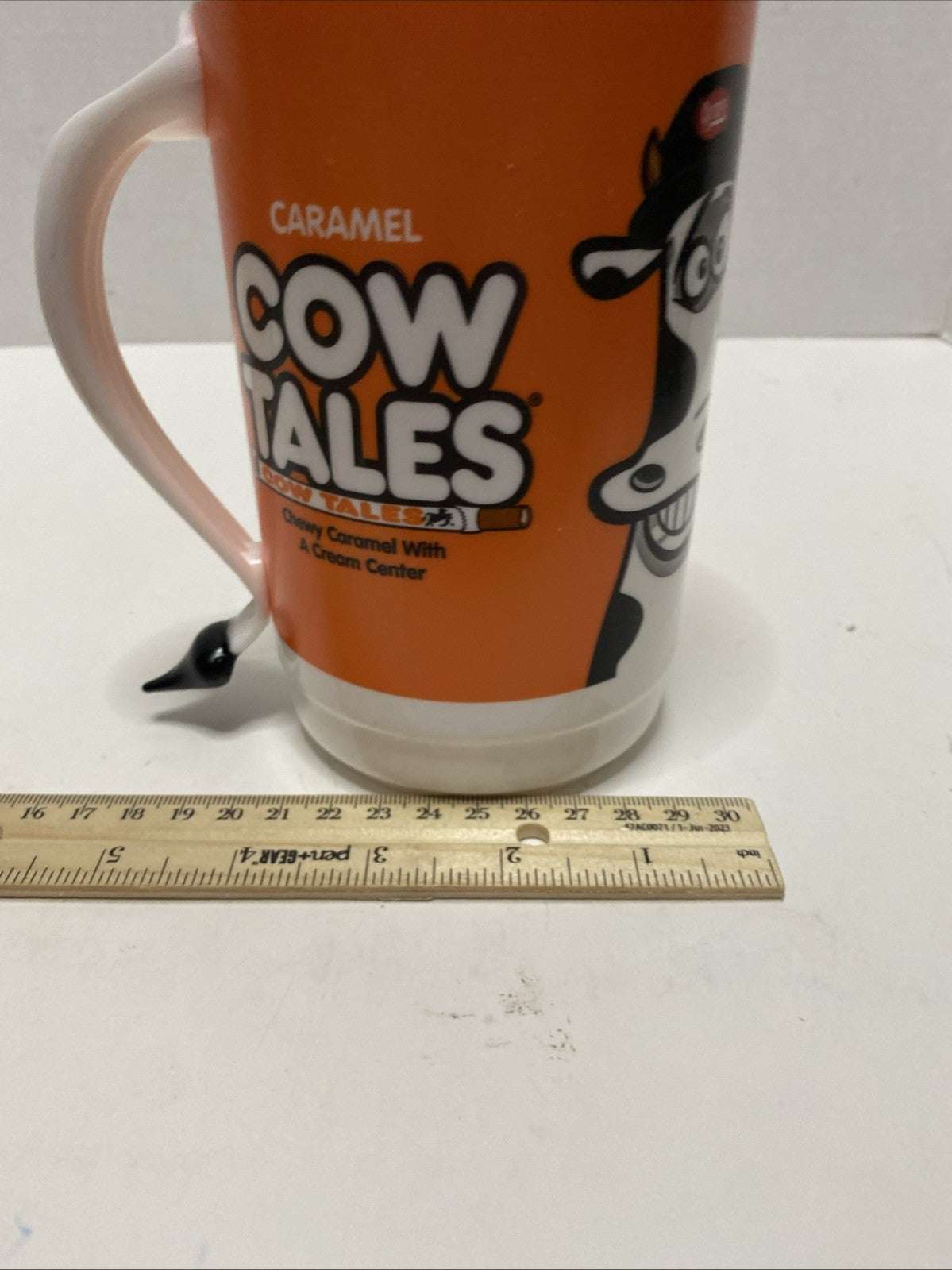 Vintage Cow Tails Candy Orange Plastic Mug