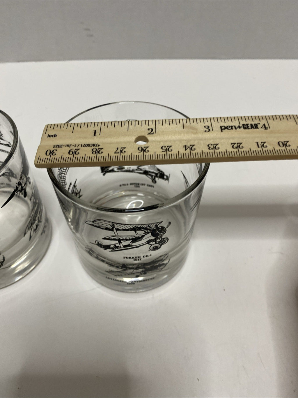 Glass Cup Wright Flyer Model A Sopwith Camel F1 Demoiselle Fokker NYP Set Of 2