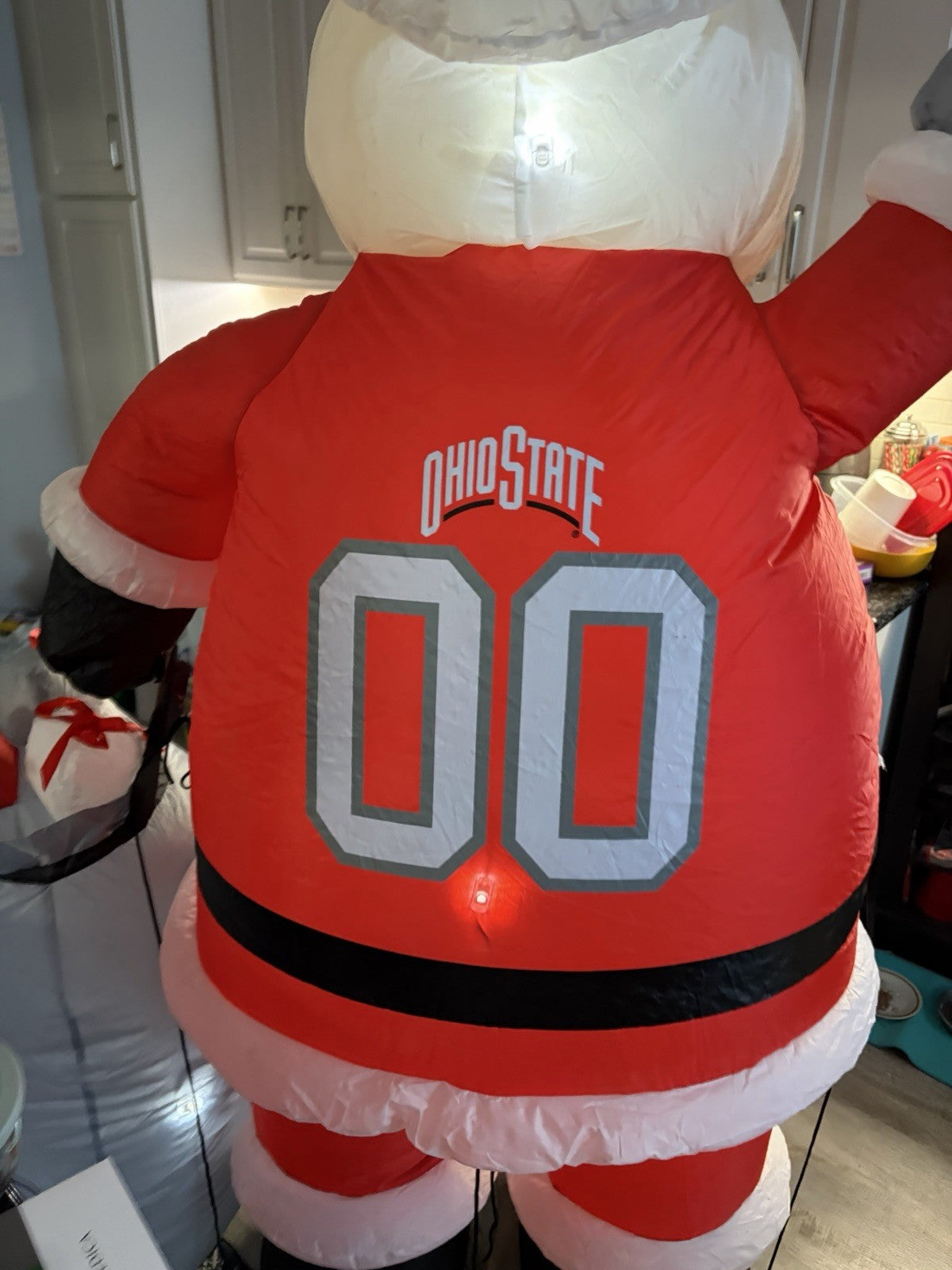 7' Air Blown LED Inflatable NCAA Ohio State University Buckeyes Santa Claus