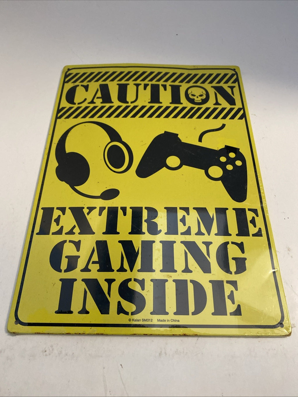 Caution Extreme Gaming Inside Yellow 8x12-Inch Kalan Tin Metal Sign