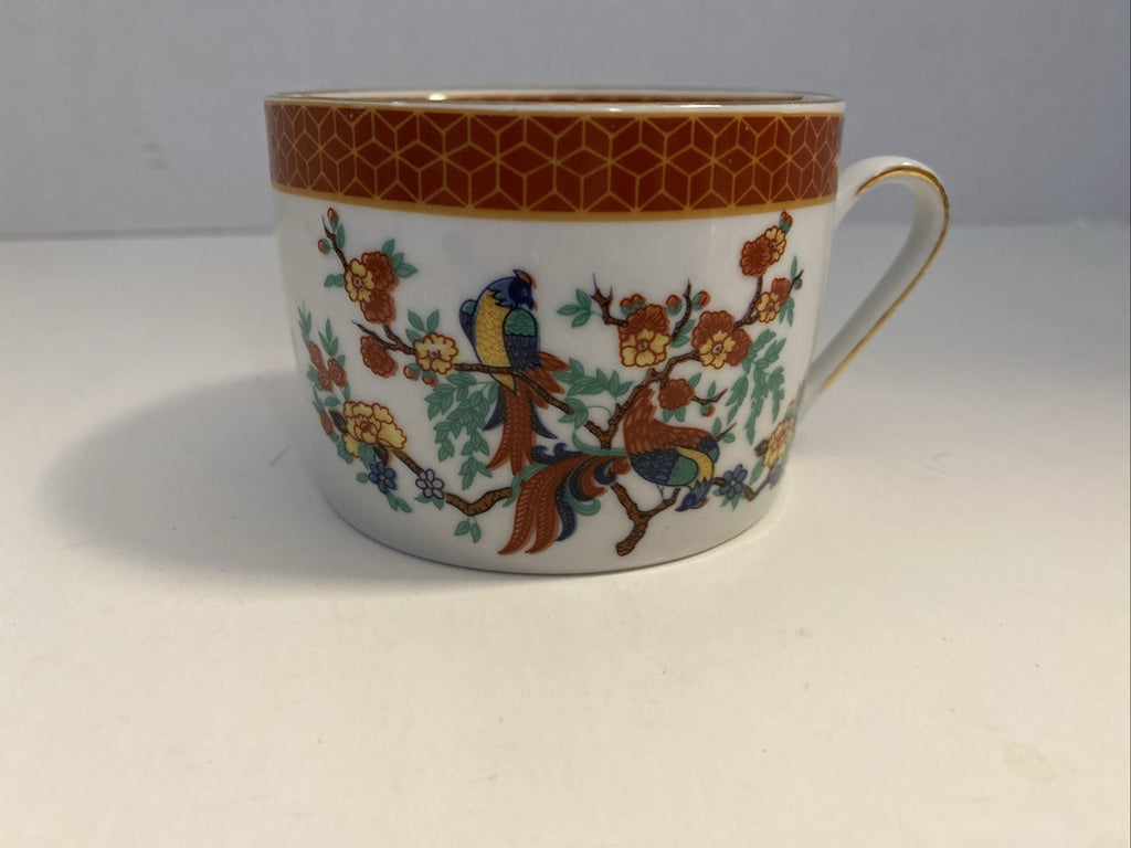 Liling Fine China Imperial Garden Coffee Cup Asian Bird Multicolor flower design