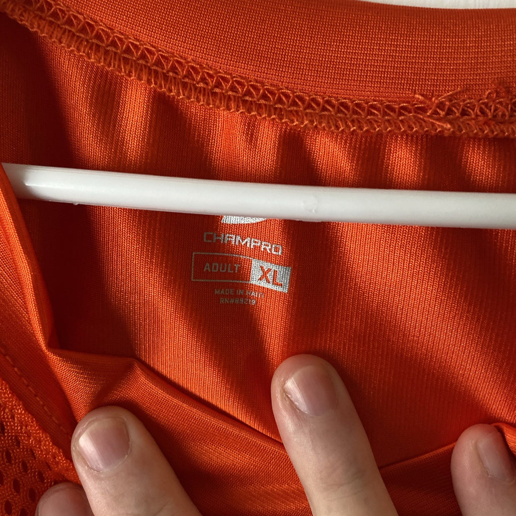 Champ pro adult extra-large orange mesh jersey elastic elastic sleeves