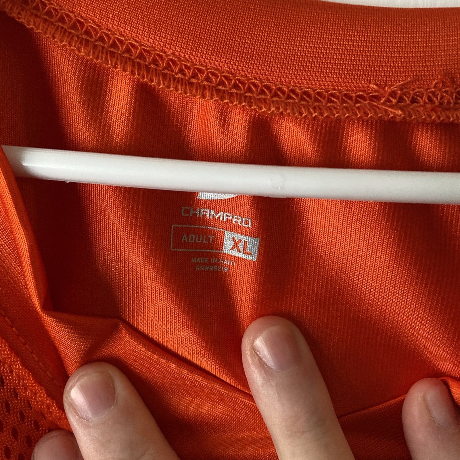 Champ pro adult extra-large orange mesh jersey elastic elastic sleeves
