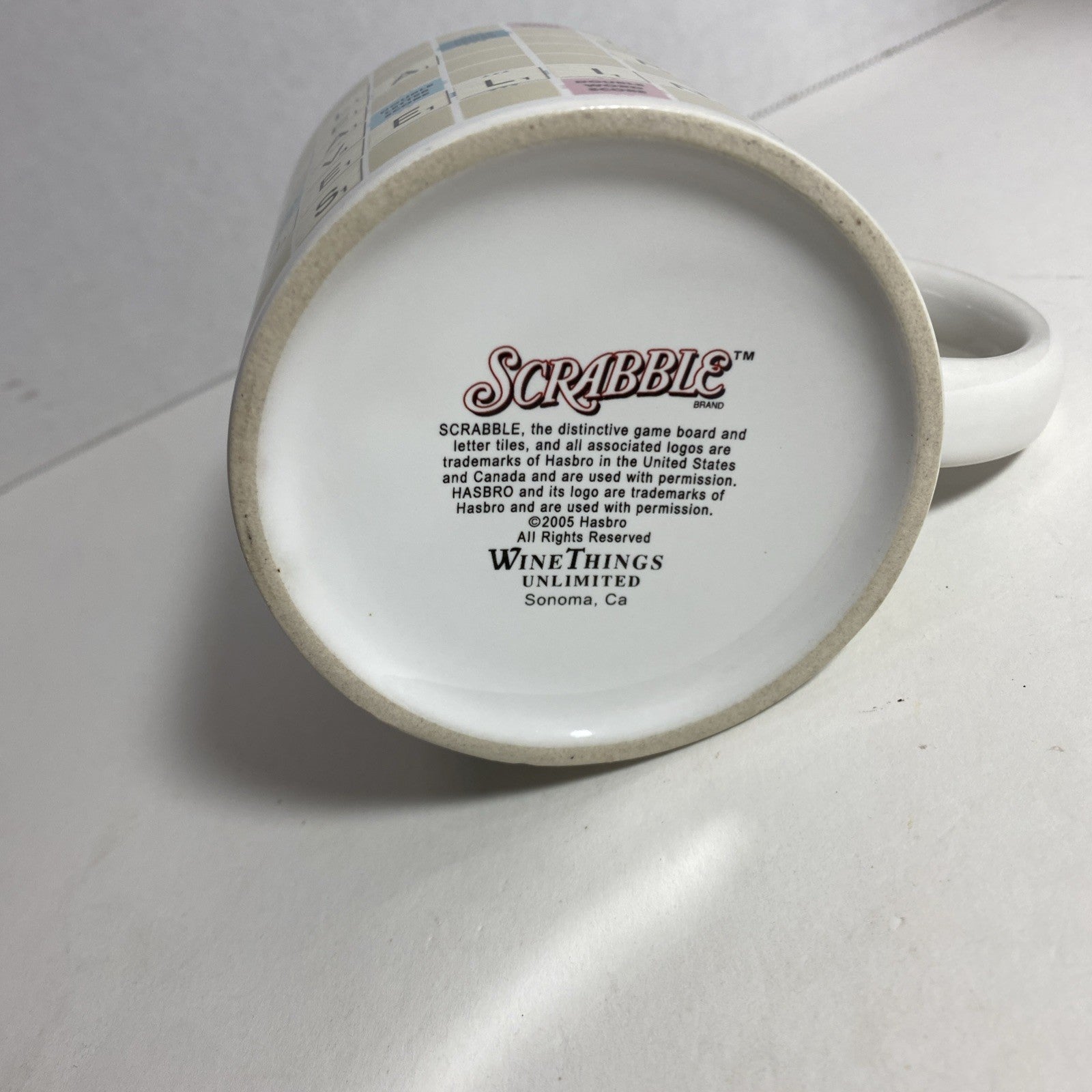 Coffee Mug Scrabble Board Game Ceramic Cup (2005) With Tea Words