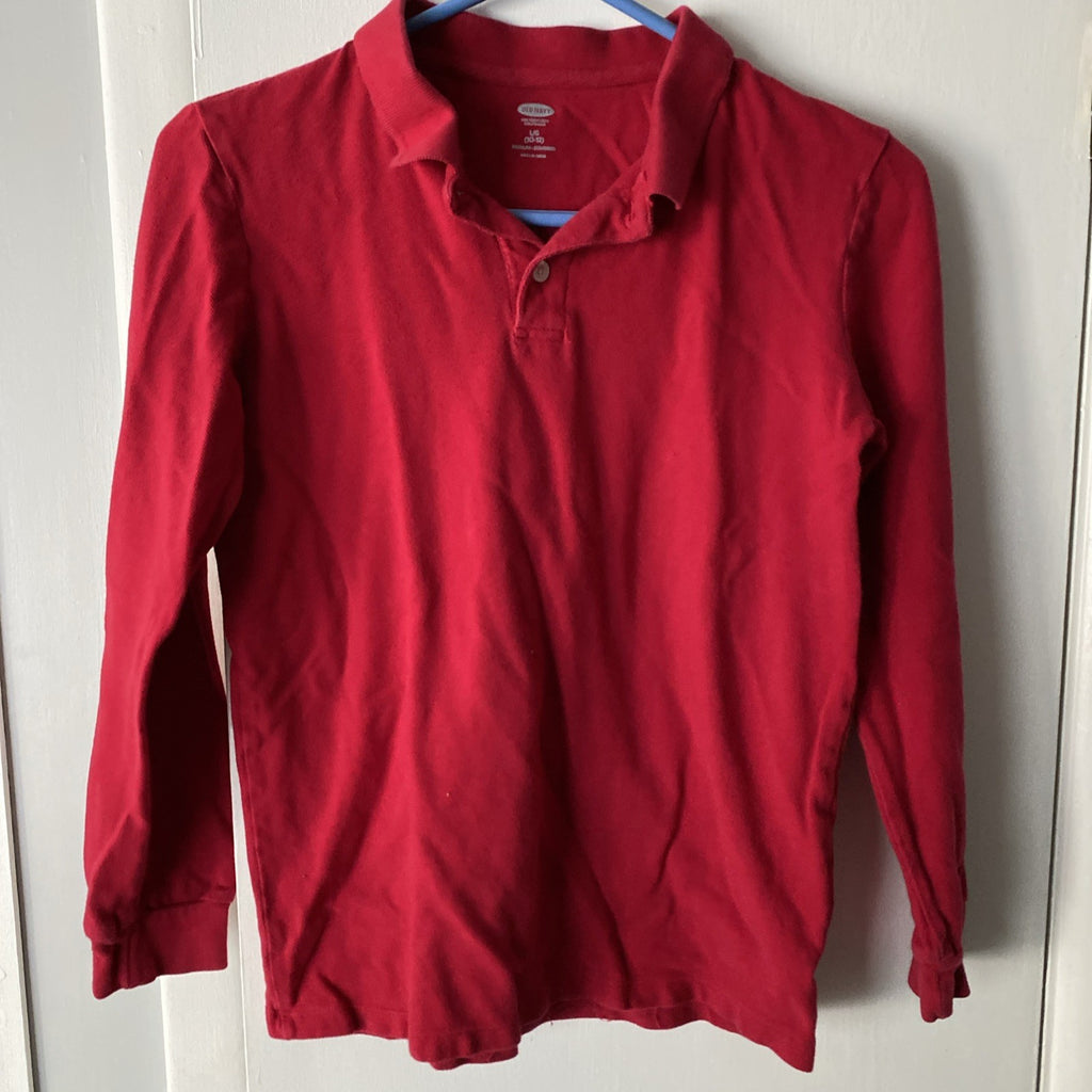 Old Navy kids large 10–12 long sleeve red polo