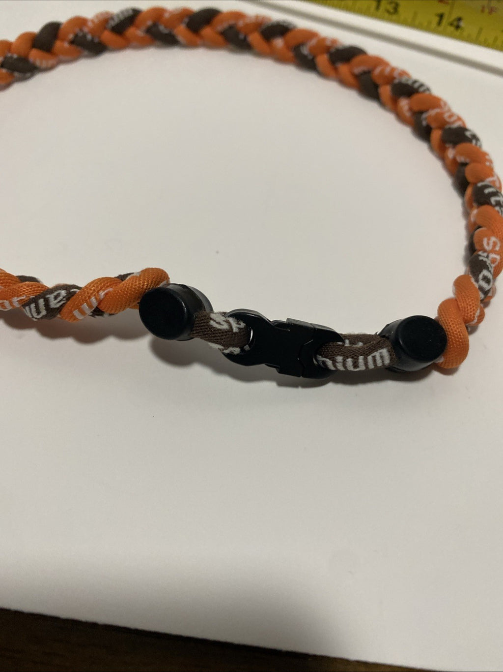 Unisex sports choker necklace orange and brown 20 inches long