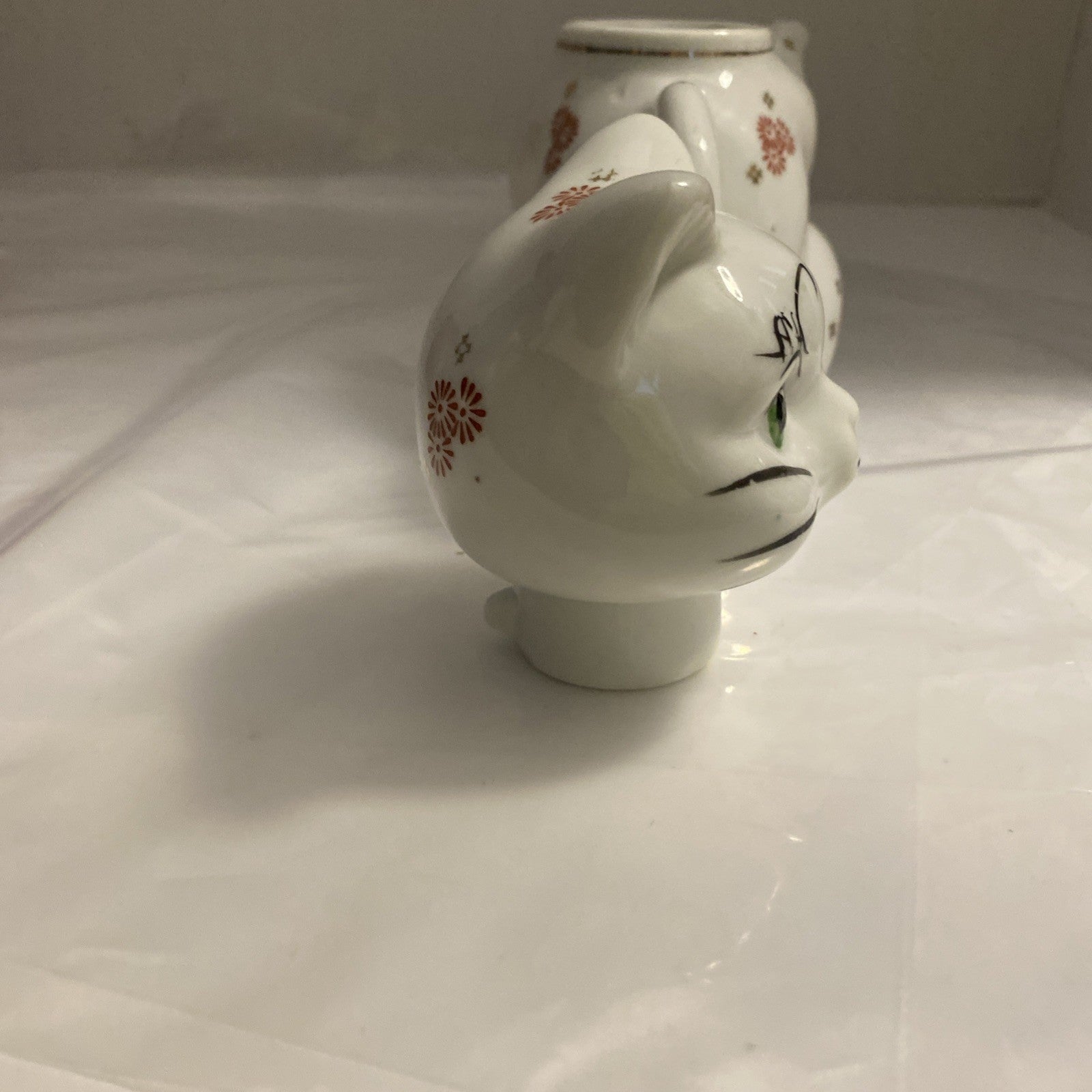  Lucky Cat Teapot or Creamer Hand Painted Ceramic Chinese VTG