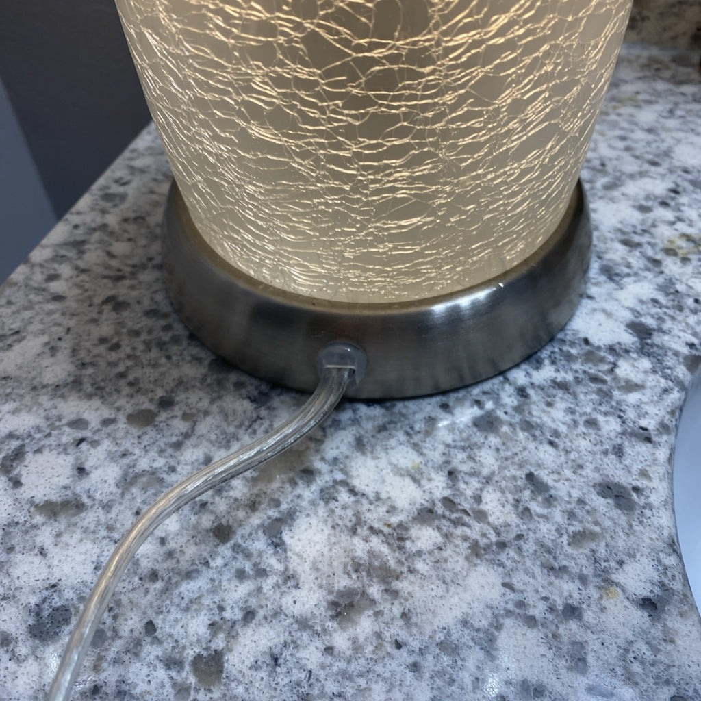 Hampton Bay 8.5 Inch Brushed Nickel Accent Lamp w Frosted Crackled Glass Shade